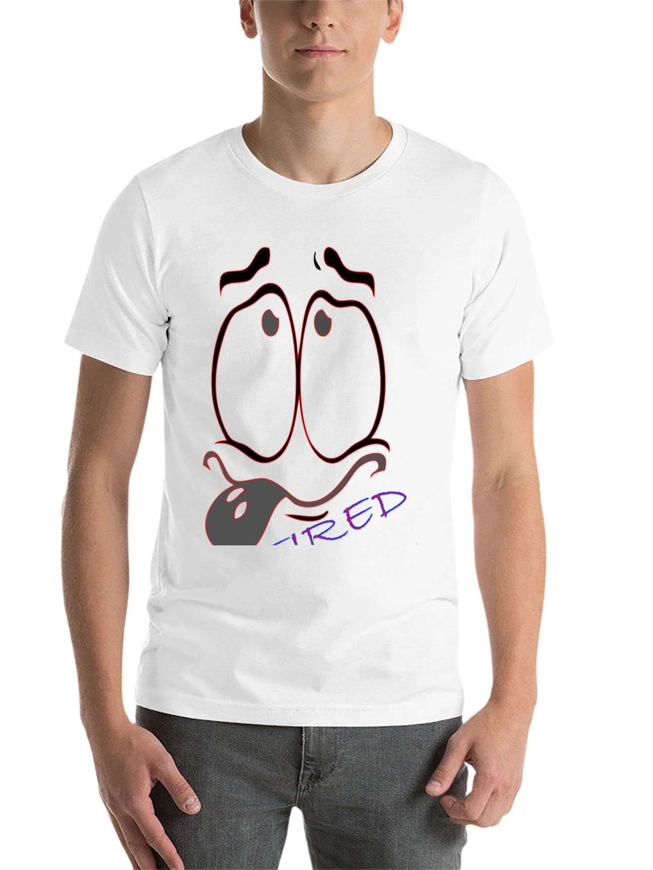 Black Tired Expression T-Shirt - Unique Graphic Tee view 14