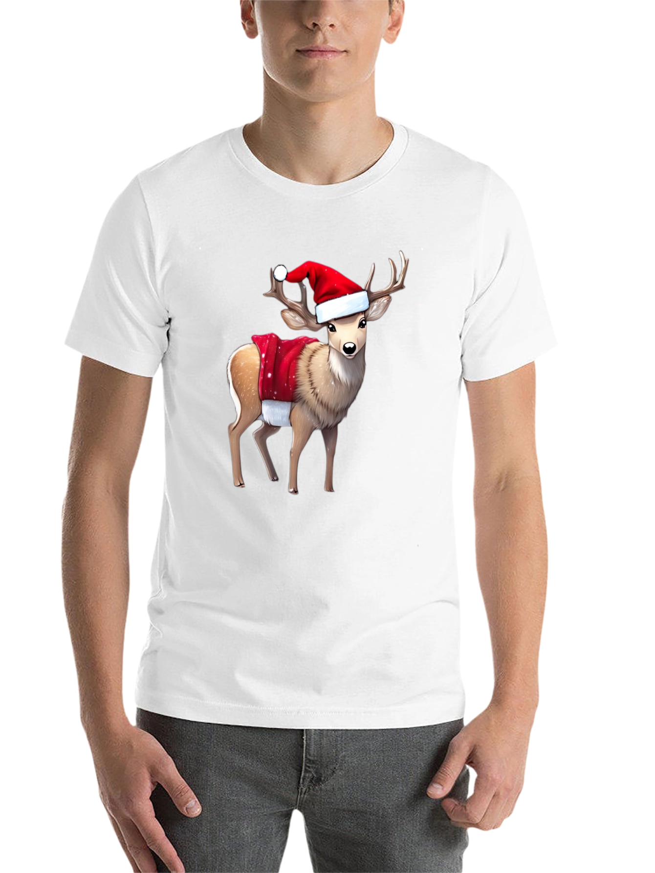 Black Festive Reindeer Graphic Tee - Holiday Style view 14