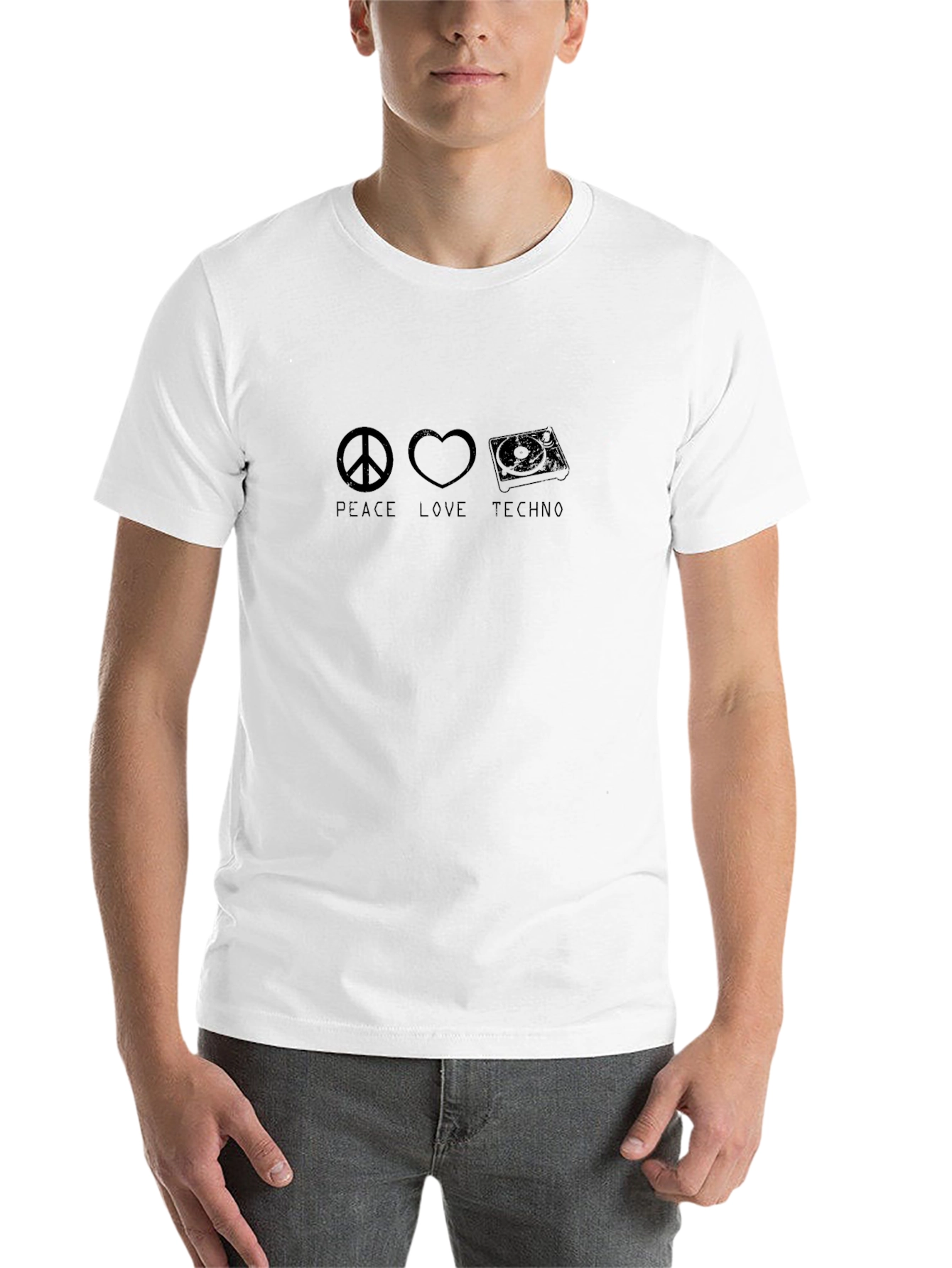 Black Peace Love Techno Black T-Shirt view 14