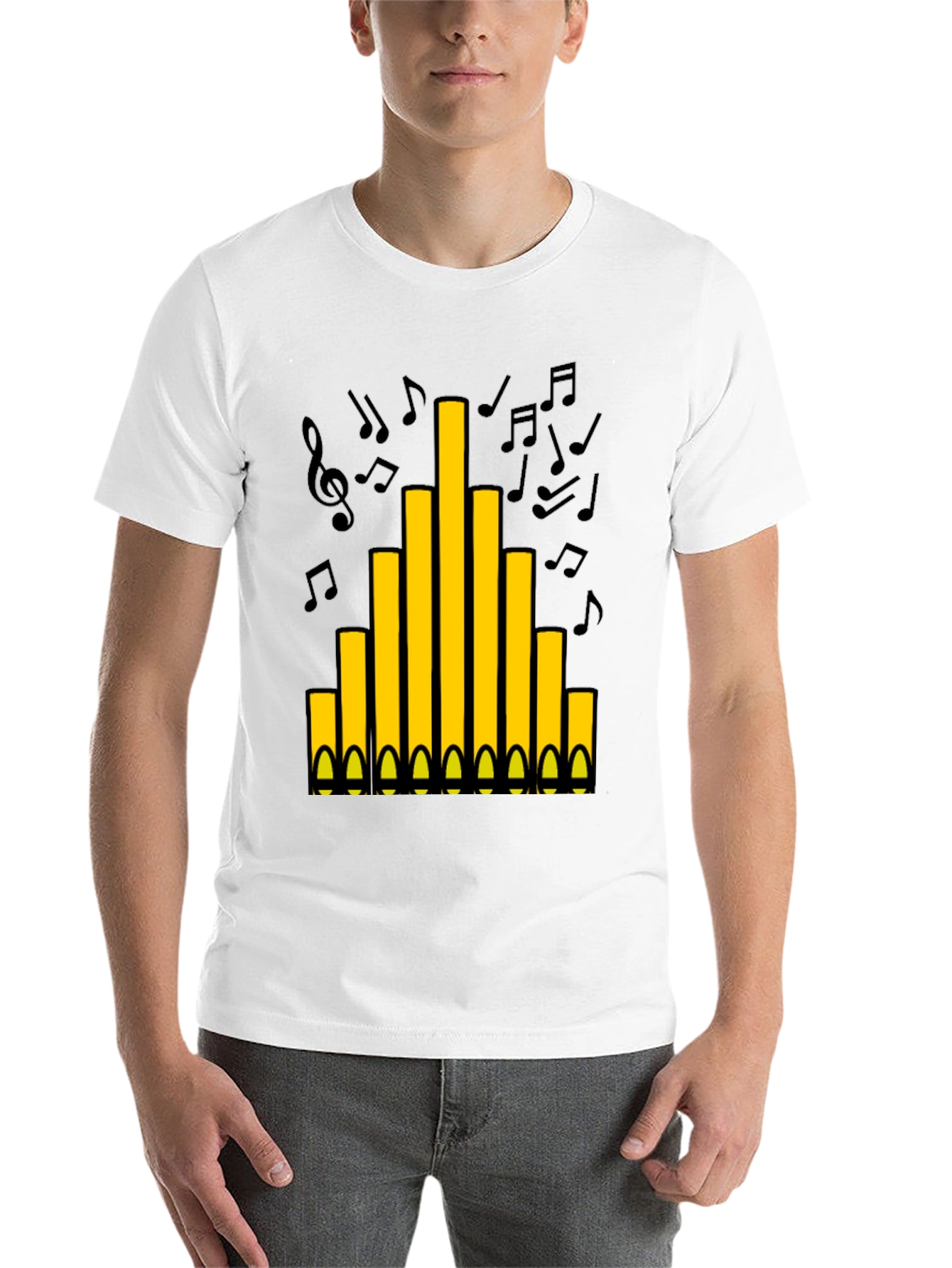Black Organ Pipe Music Notes Graphic T-Shirt view 14