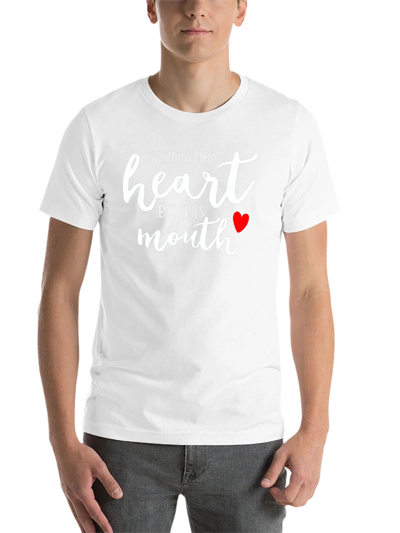 Black Funny Good Heart Mouth Graphic Tee view 14