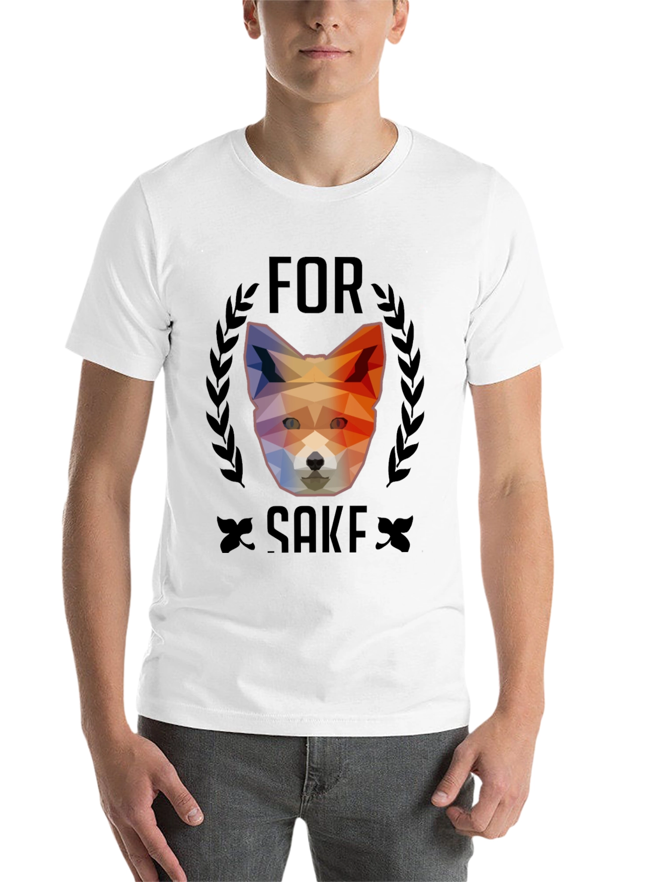 Black Geometric Fox For Sake Graphic Tee - Soft Cotton Blend view 14
