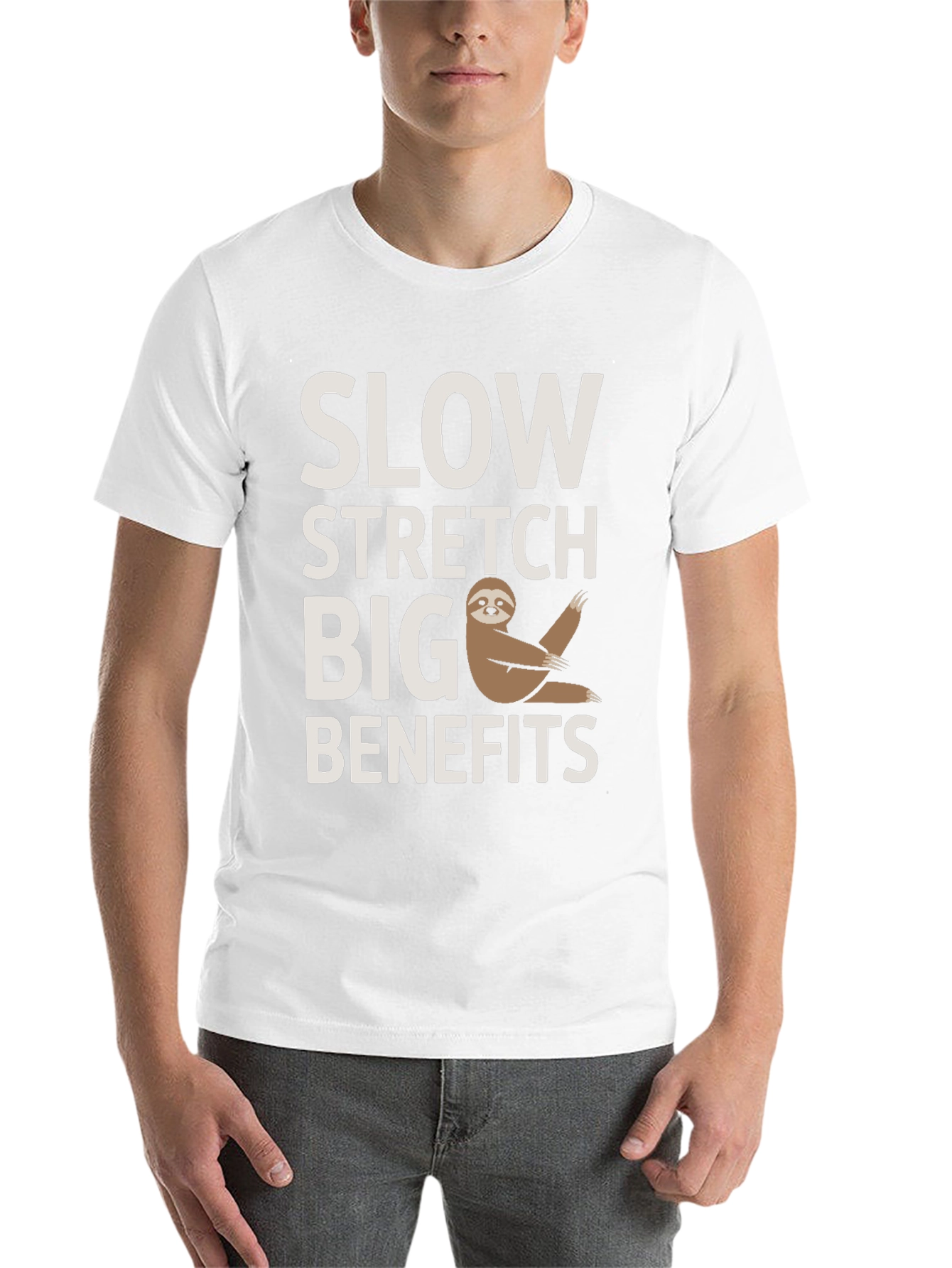 Black Funny Sloth Yoga T-Shirt - Slow Stretch Big Benefits view 14