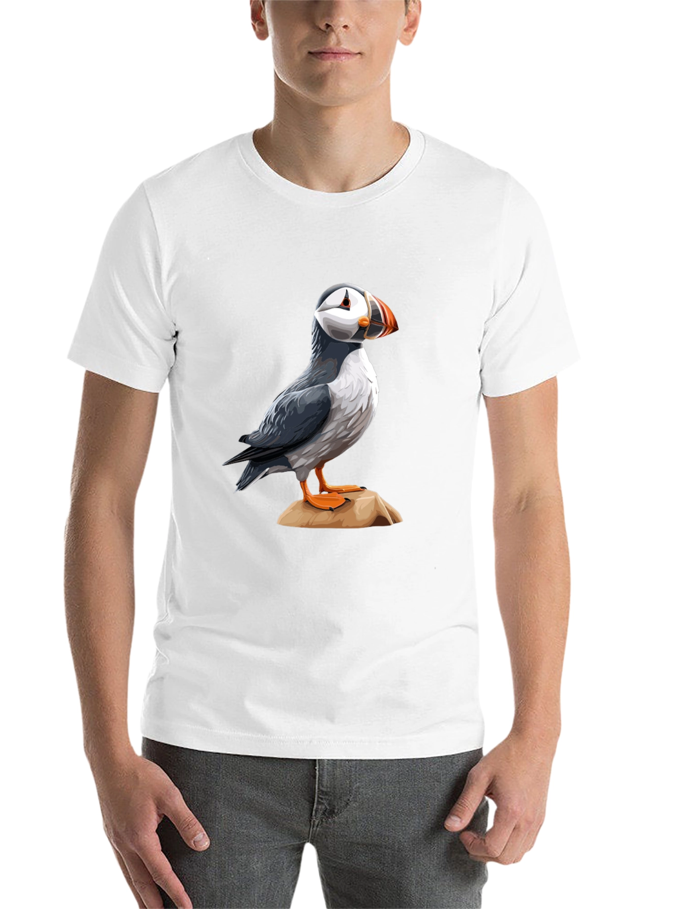 Black Puffin Bird Graphic T-Shirt - Black Casual Tee view 14