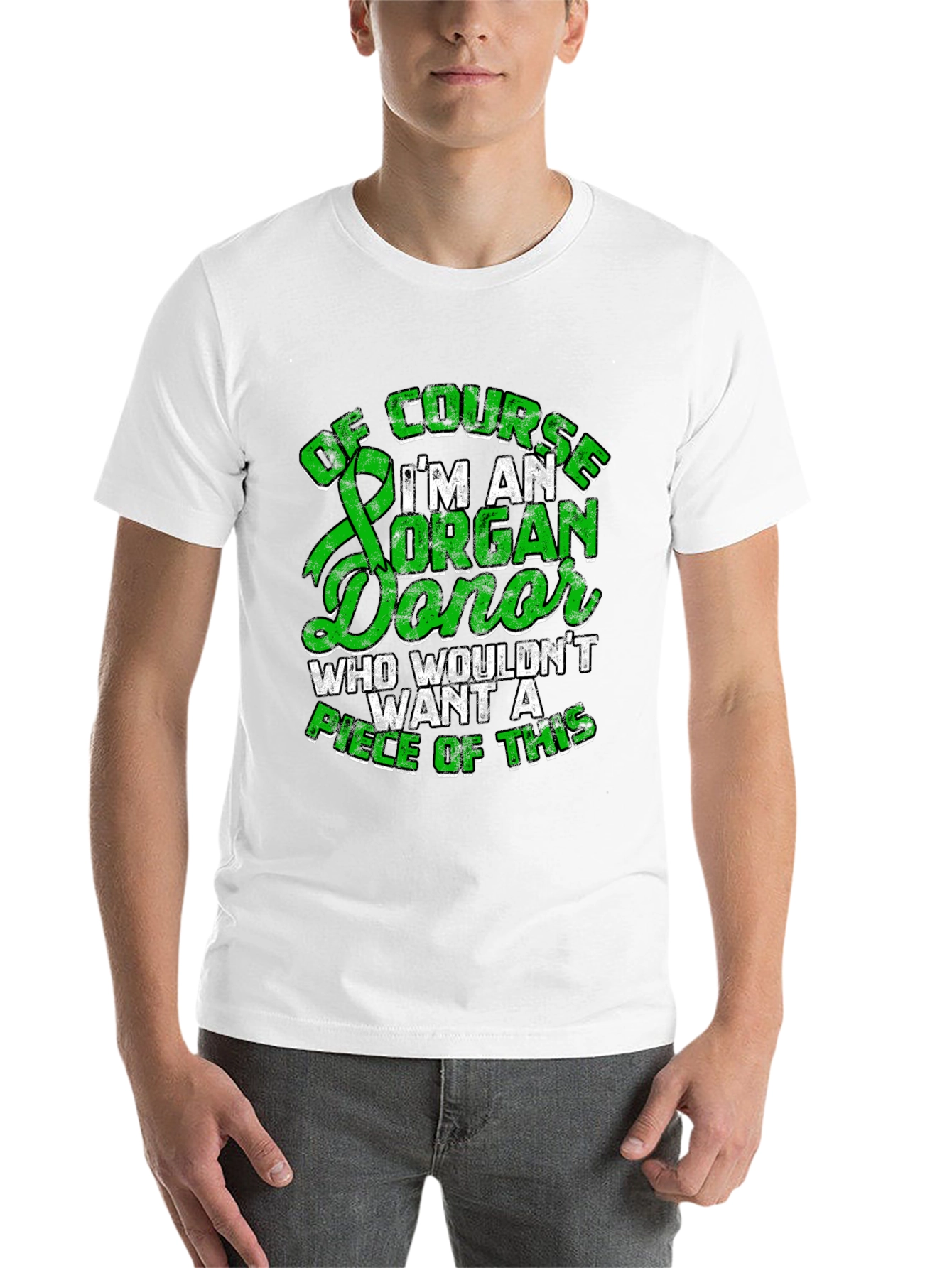 Black Organ Donor T-Shirt - Green Ribbon Design view 14
