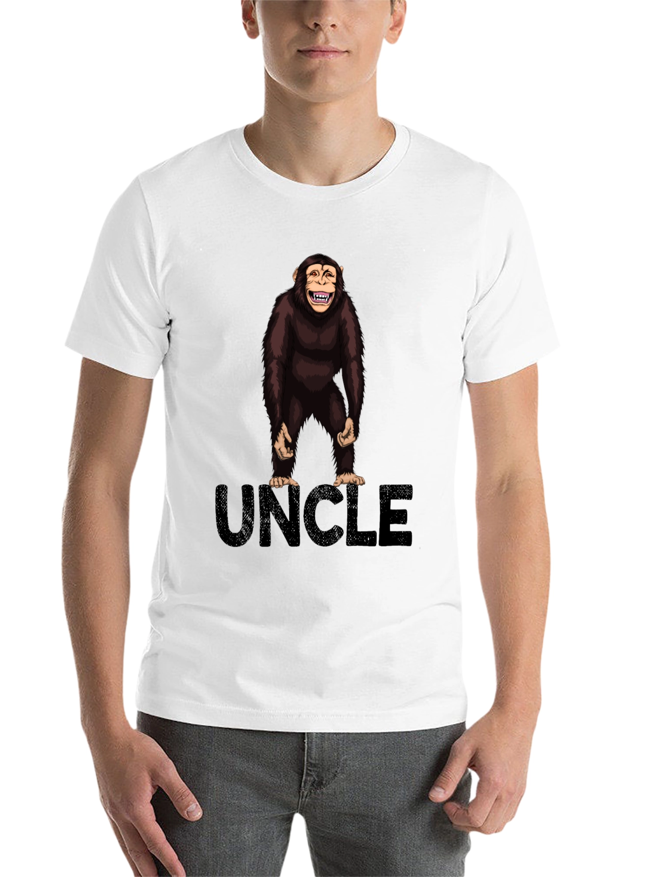 Black Uncle Monkey Graphic T-Shirt -  Black Cotton Tee view 14