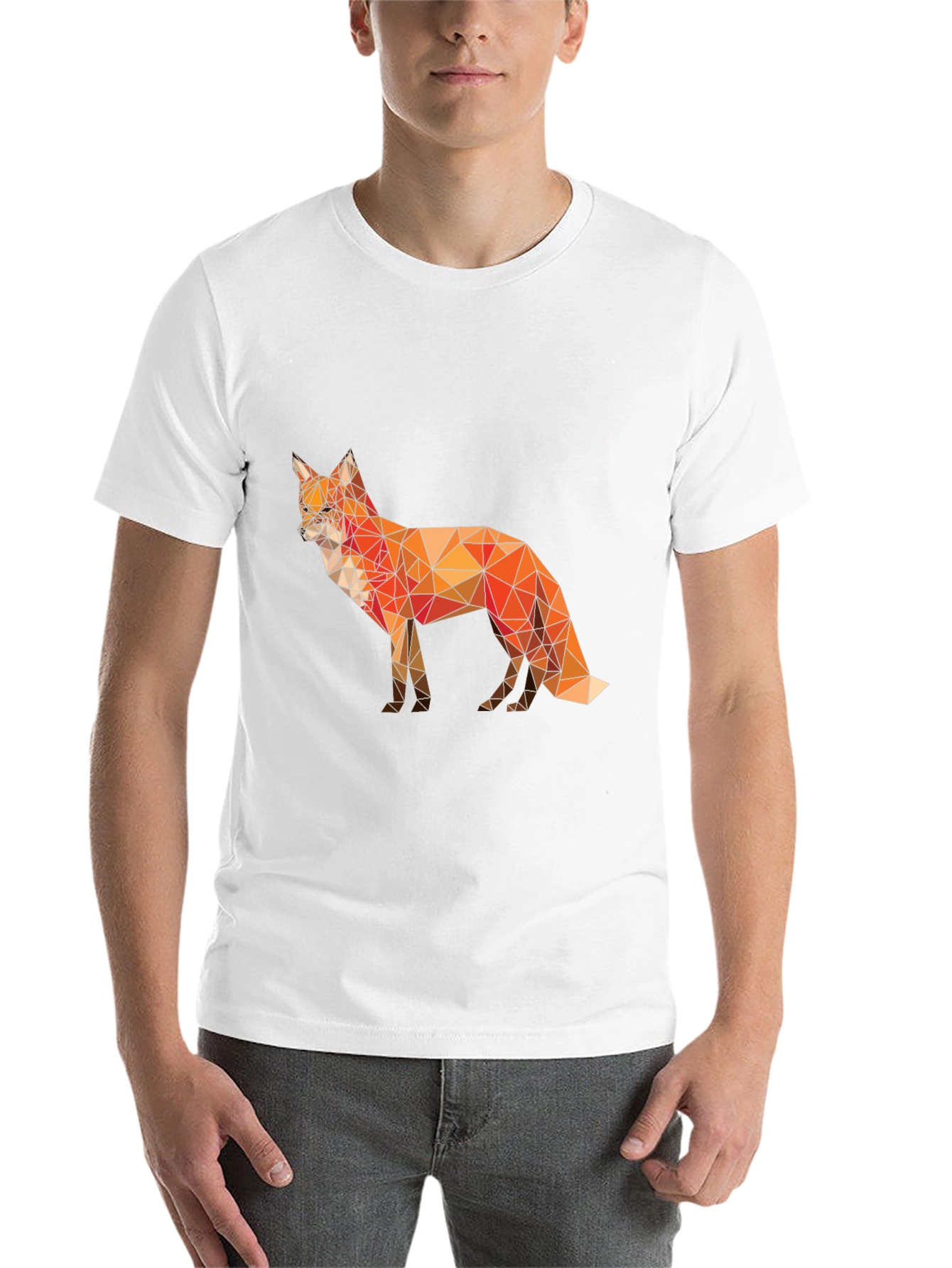 Black Geometric Fox Graphic T-Shirt - Modern Poly Art Tee view 14