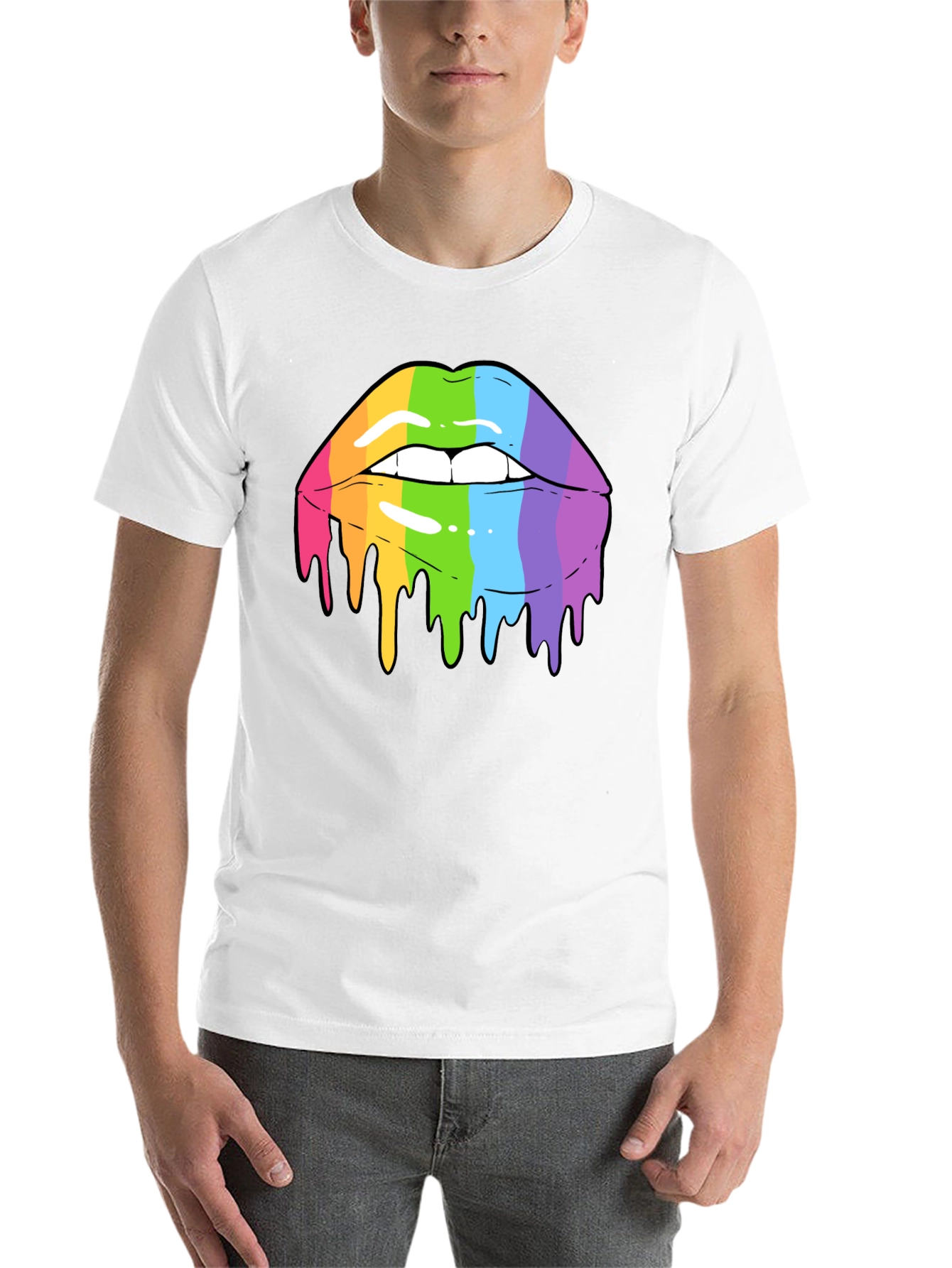 Black Rainbow Lips Graphic T-Shirt view 14