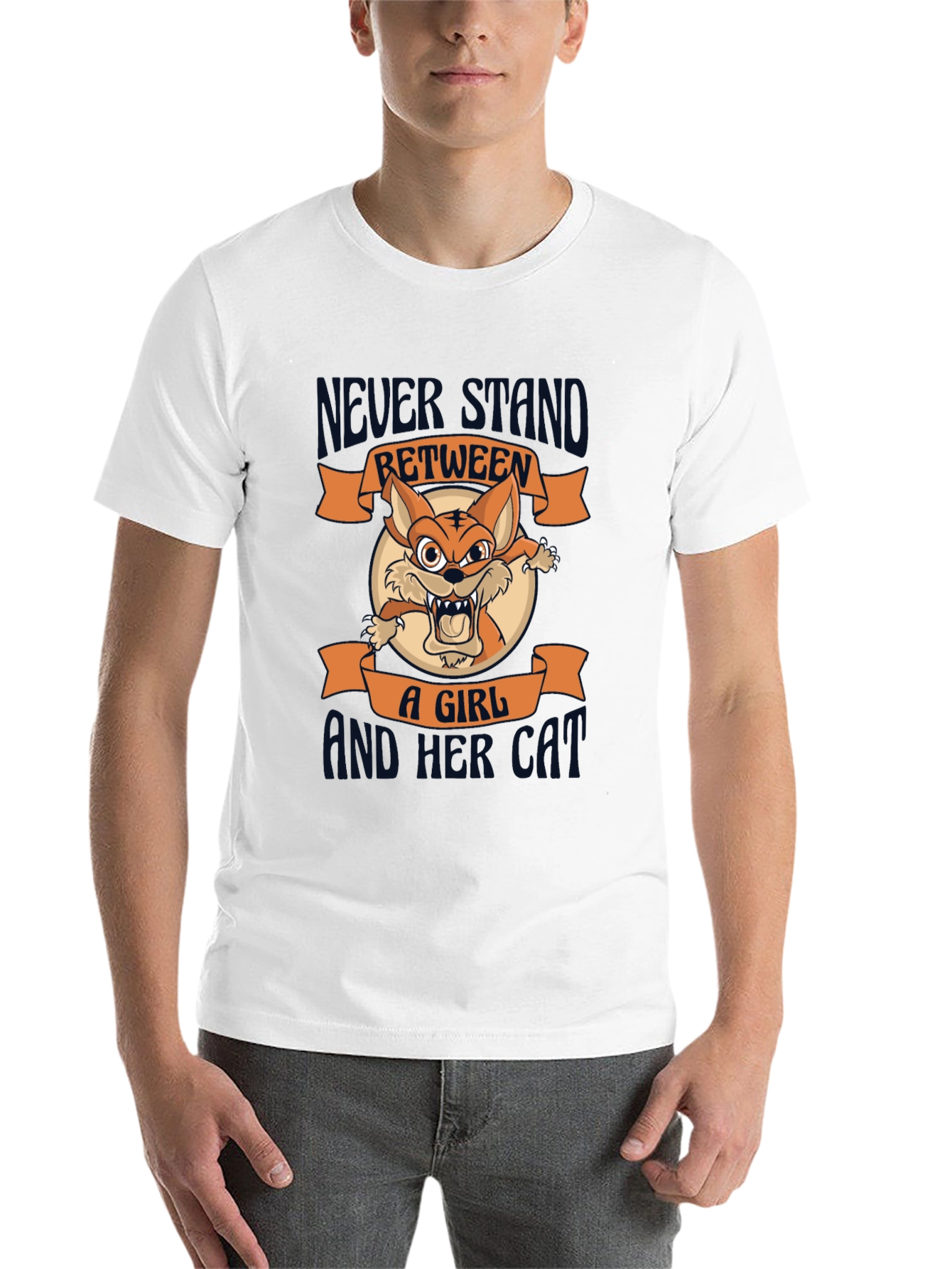 Black Never Stand Between a Girl and Her Cat T-Shirt view 14