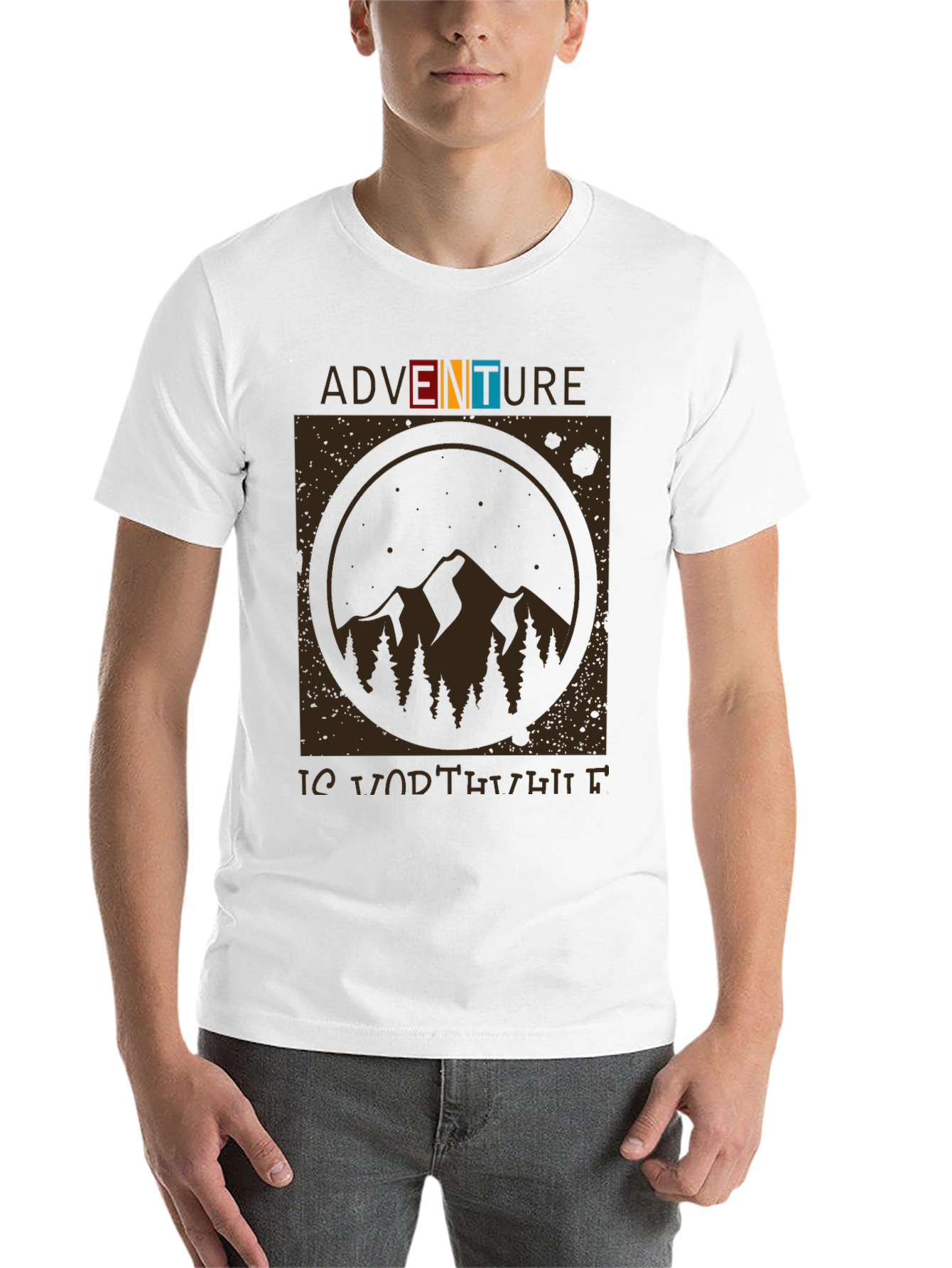 Black Adventure is Worth It Black Graphic T-Shirt view 14