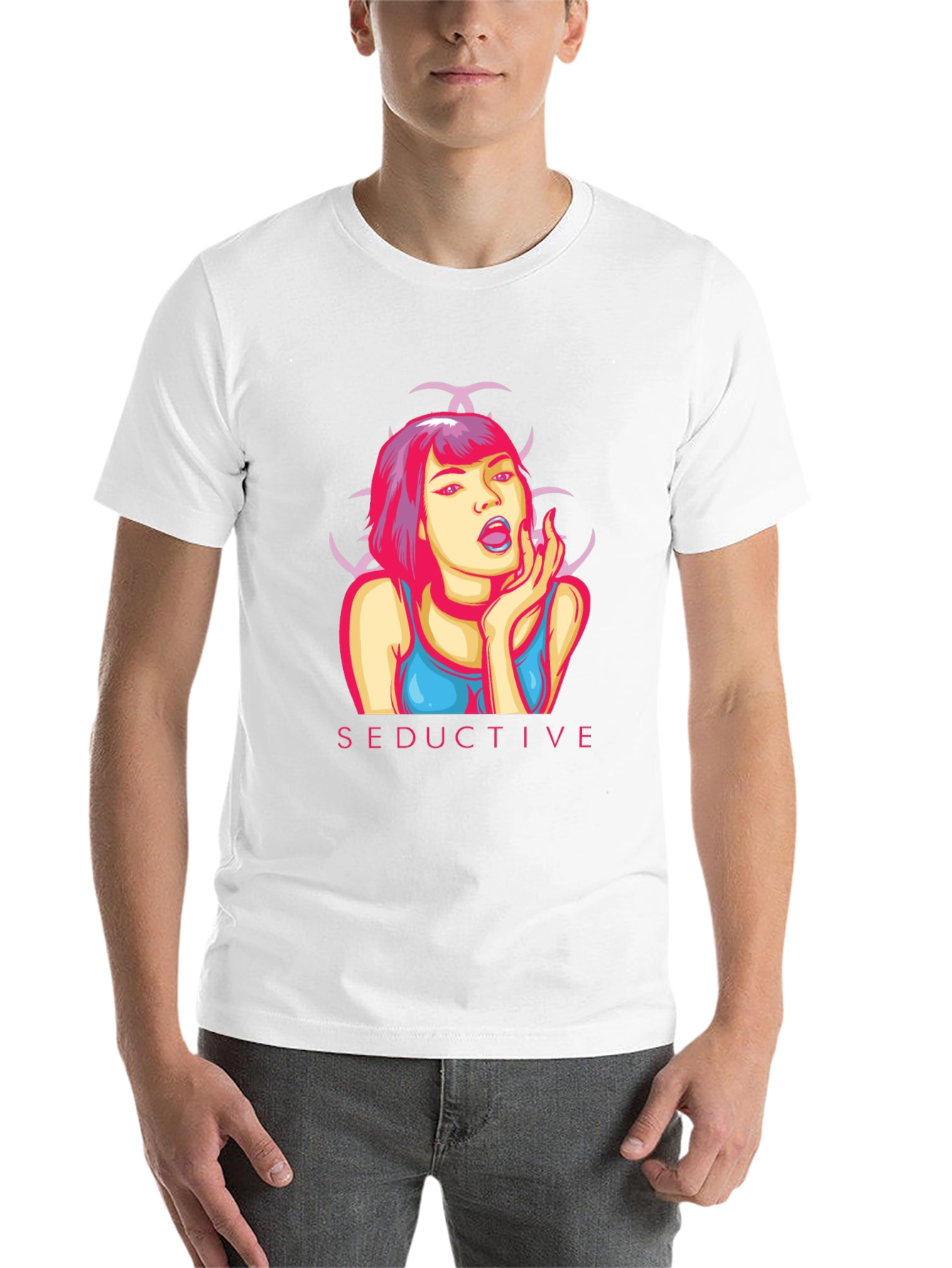 Seductive Graphic Print Black T-Shirt - 14
