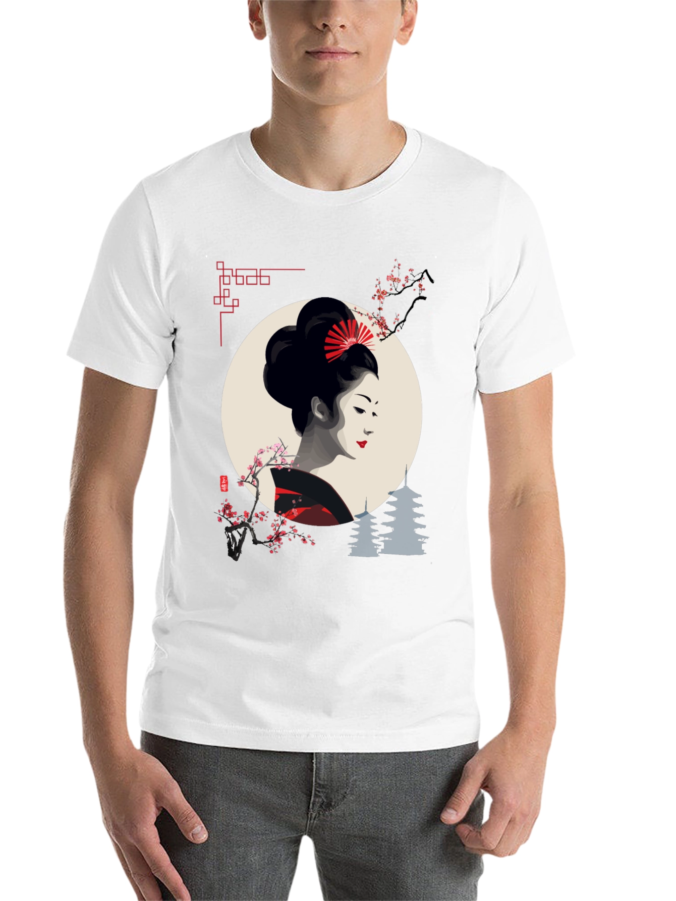 Black Geisha Graphic Print Black T-Shirt view 14