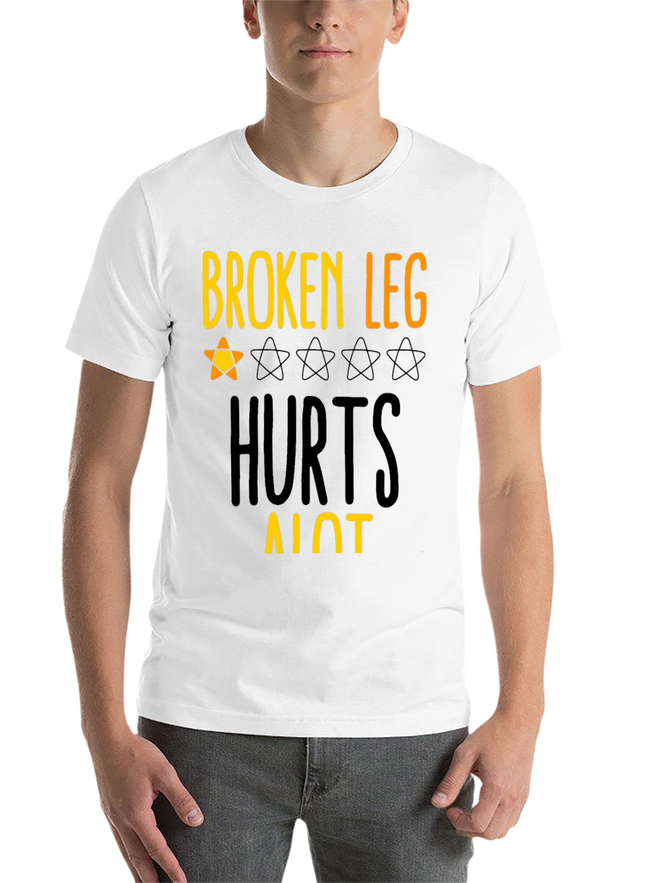 Black Broken Leg Hurts Alot Graphic Tee view 14
