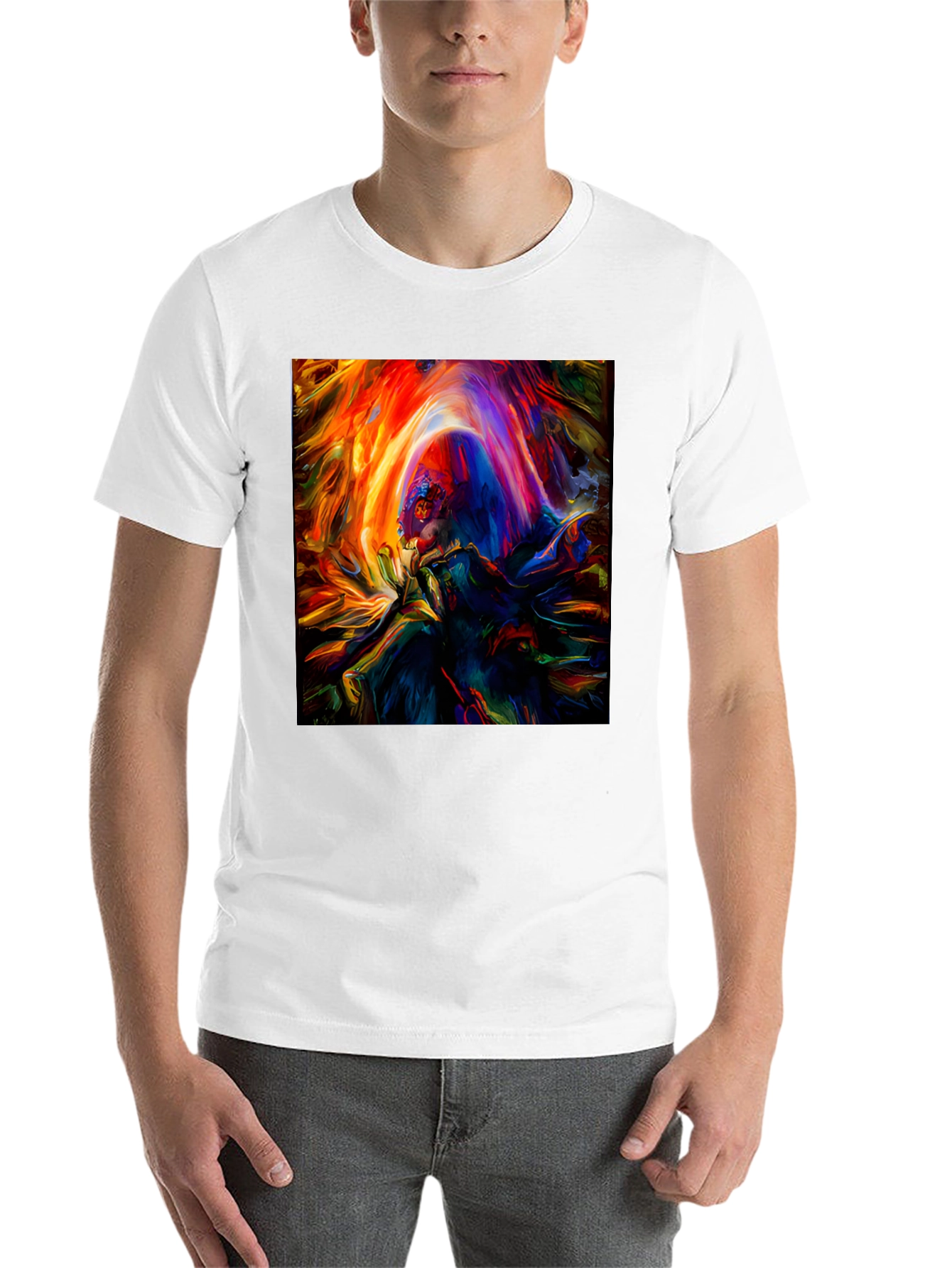 Black Vibrant Abstract Art Graphic Print Black T-Shirt view 14