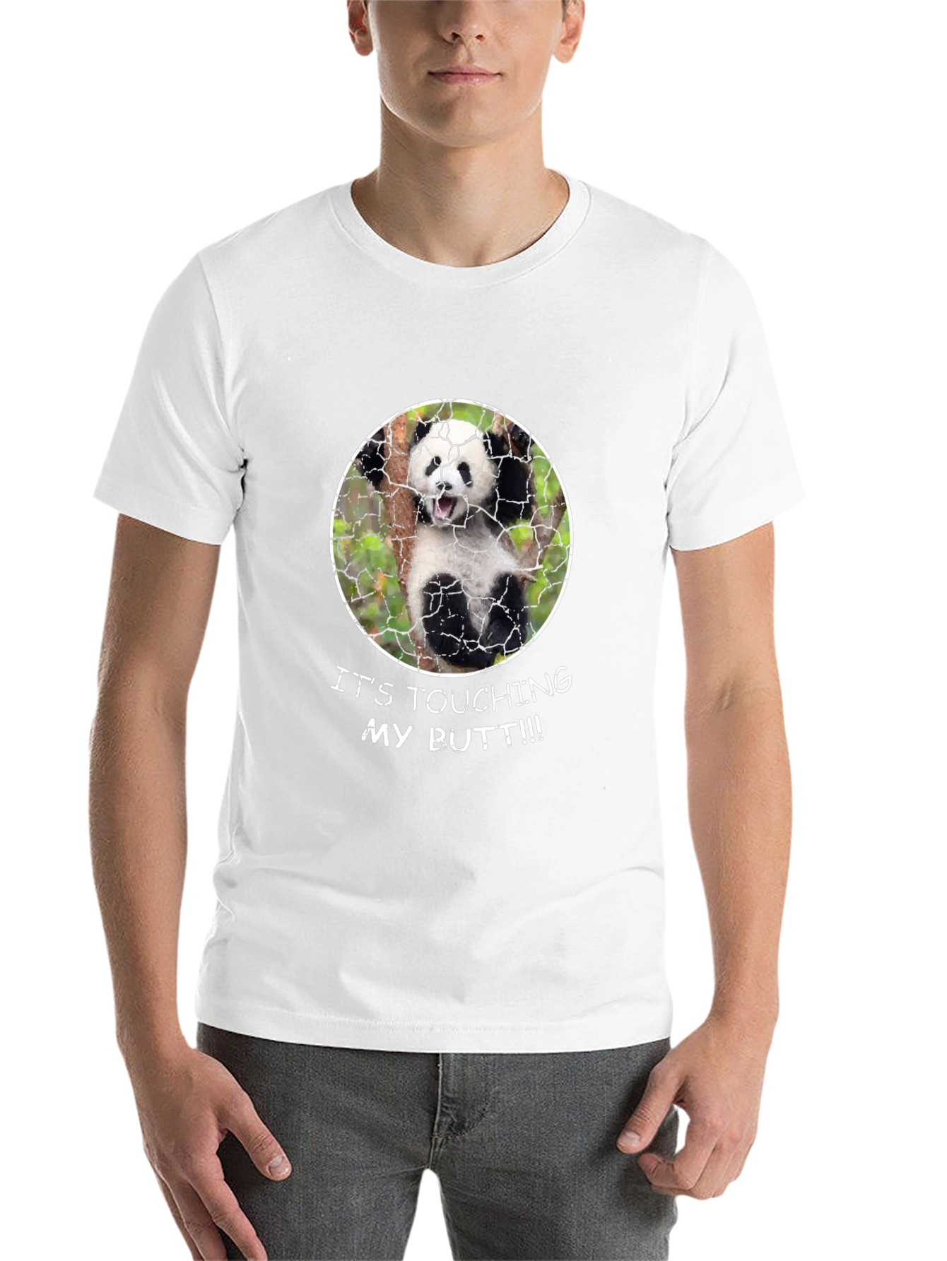Black Panda 'Touching My Butt' Graphic Tee - Novelty Humor Shirt view 14