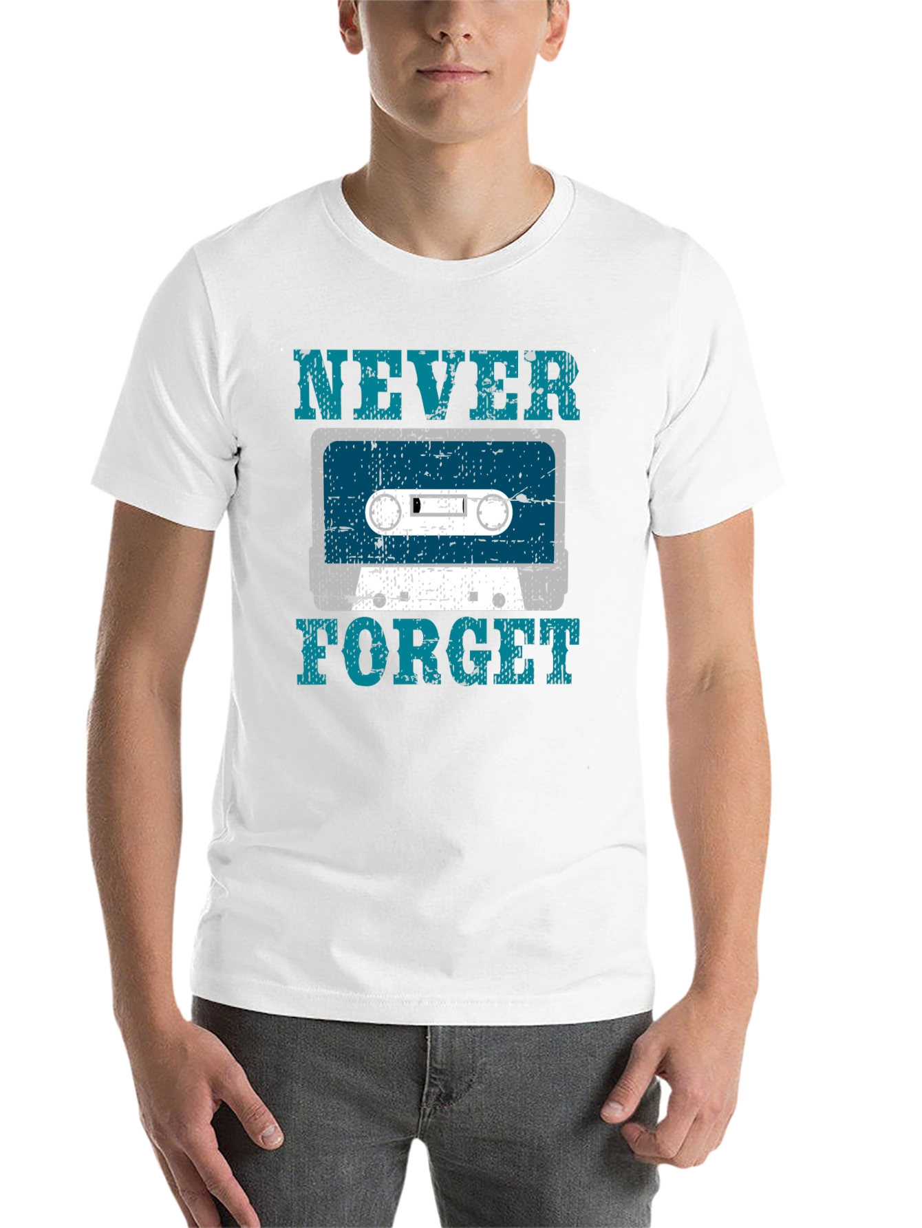 Black Retro Cassette Tape Graphic T-Shirt - Never Forget view 14