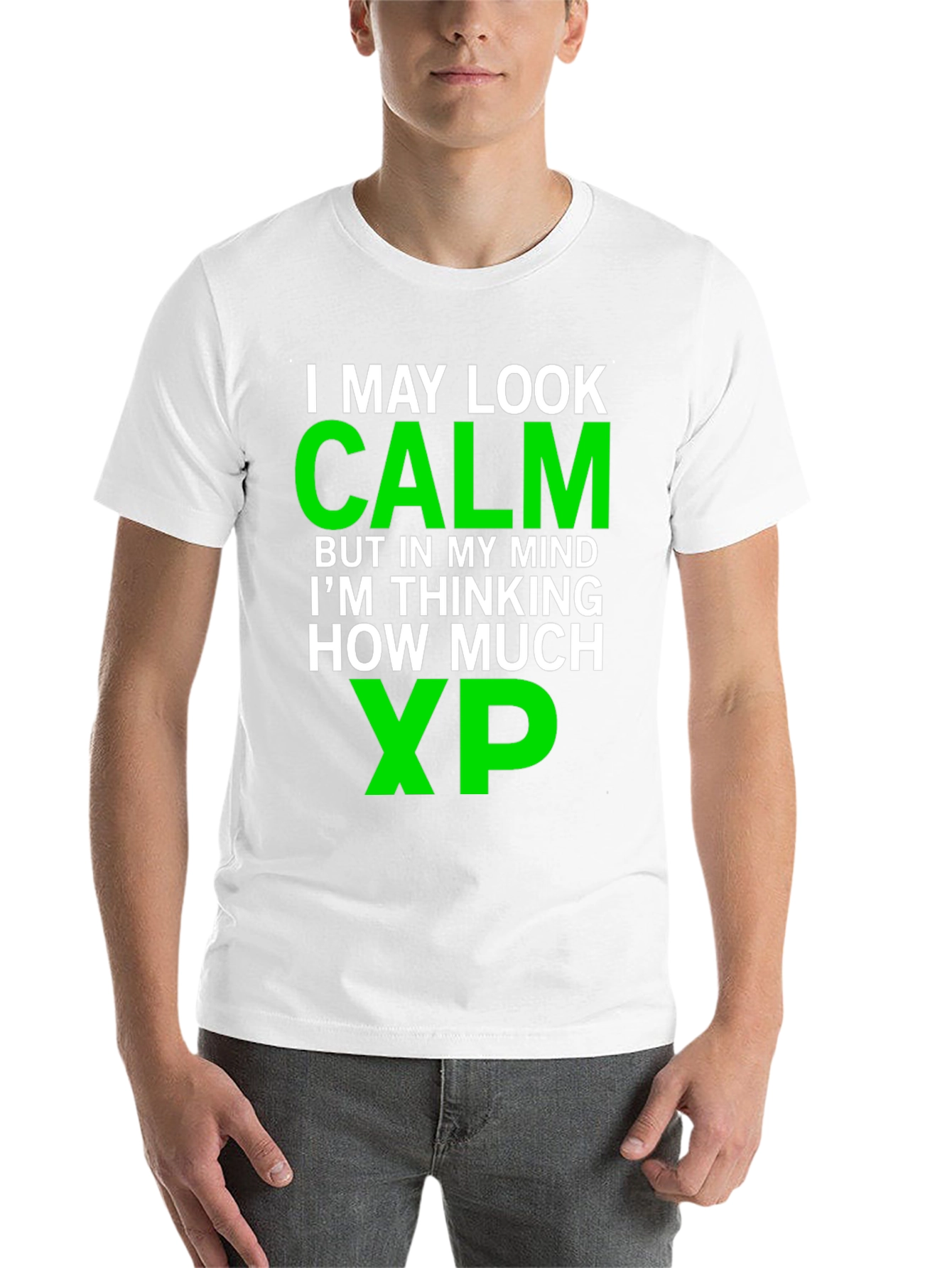 Black Calm Gamer T-Shirt - Thinking About XP! view 14