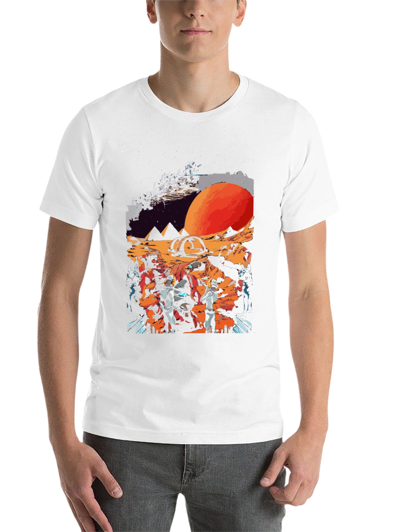 Black Sci-Fi Planet Graphic T-Shirt view 14