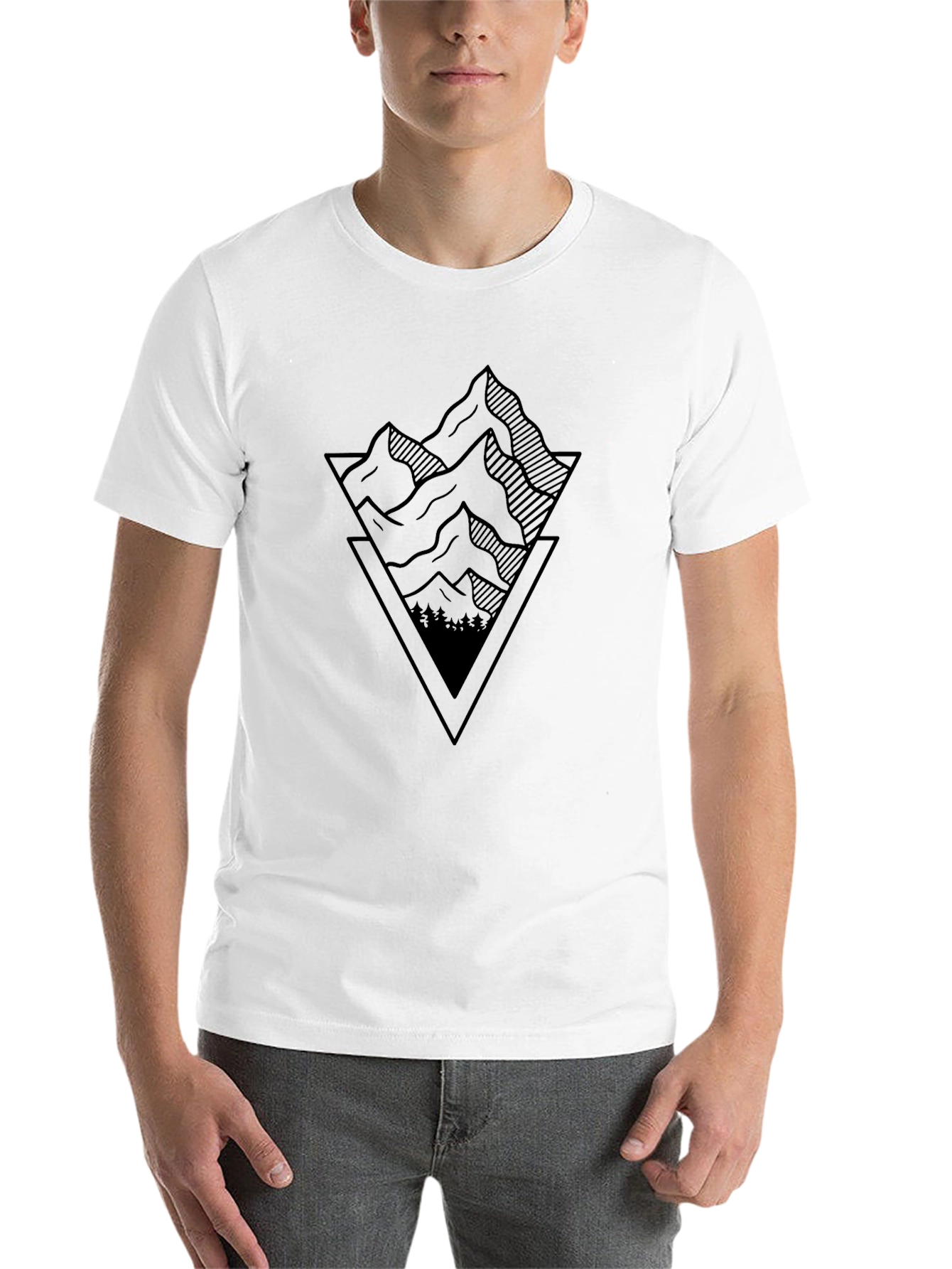 Black Geometric Mountain Graphic Tee - Black view 14
