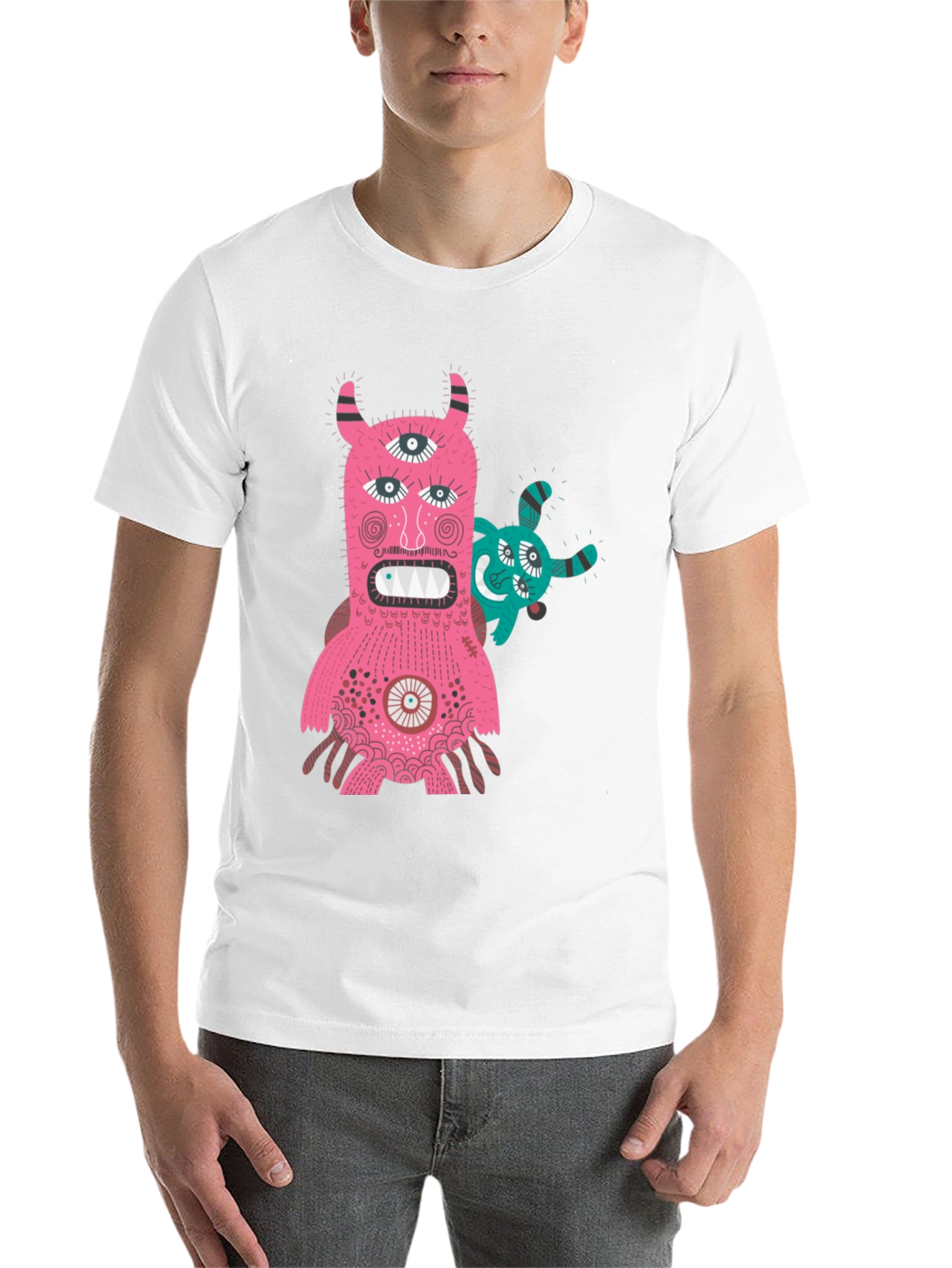 Black Monster Graphic Tee - Black T-Shirt with Fun Creature Design view 14