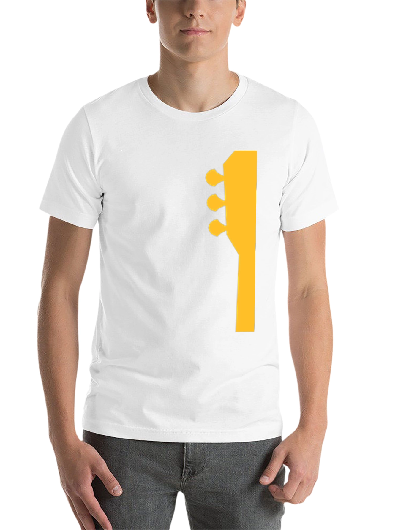 Black Guitar Headstock Graphic Tee - Black Cotton Casual Shirt view 14