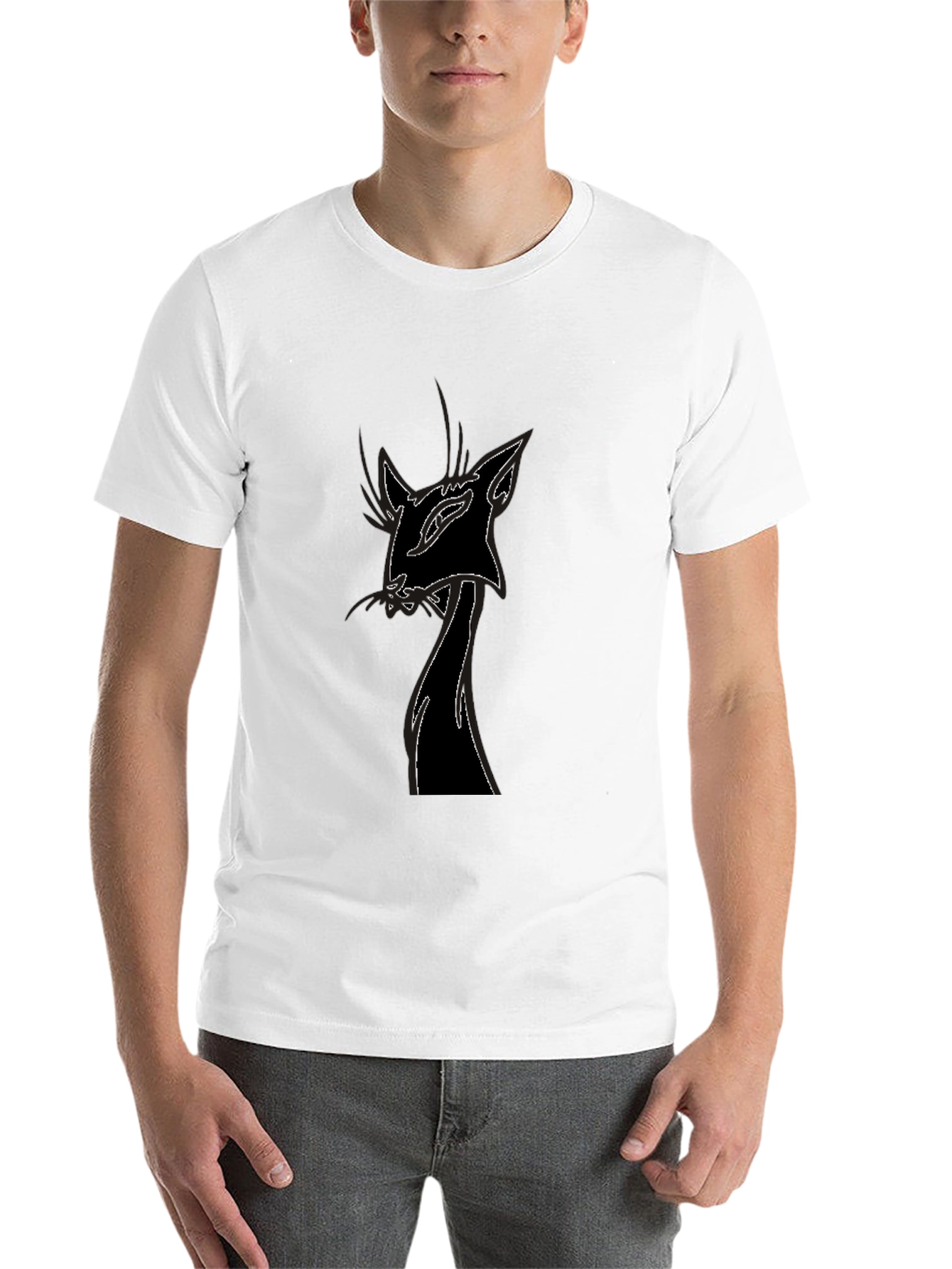 Black Men's Black Cat Graphic T-Shirt - Unique Design view 14