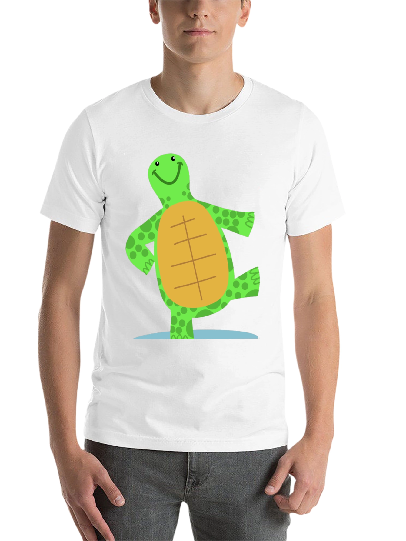 Black Cheerful Turtle Graphic Tee - Black Cotton Blend view 14