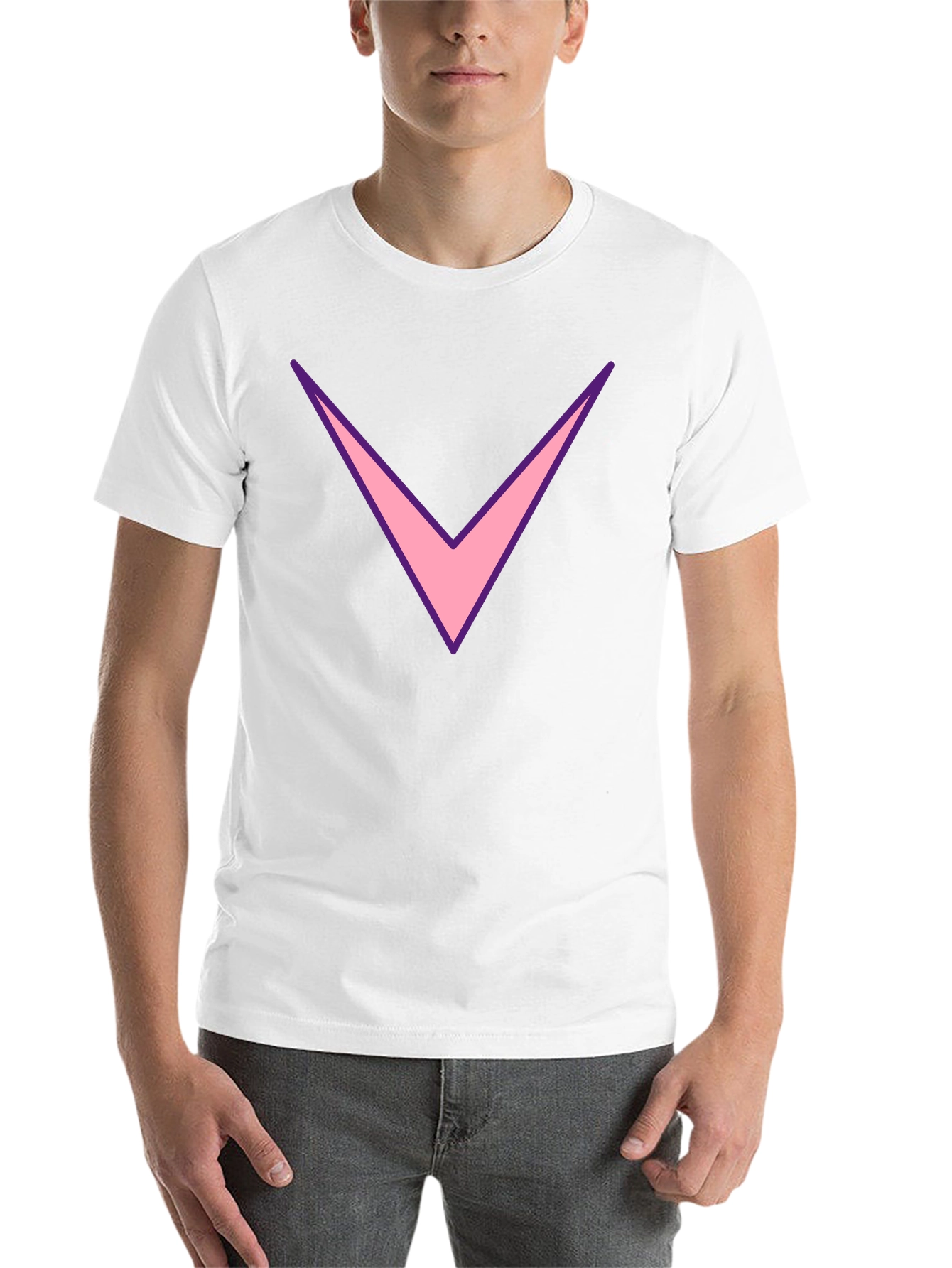 Black Men's Black T-Shirt with Pink Chevron Design view 14