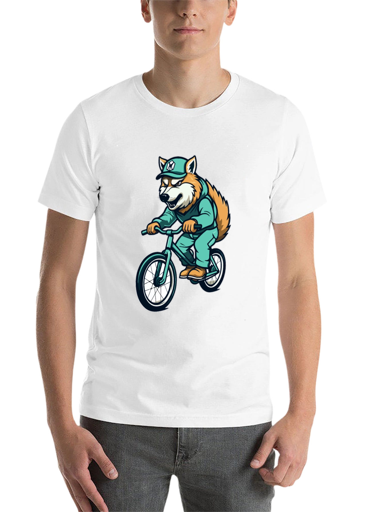 Black Cool Fox Biker Graphic Tee - Trendy Style view 14