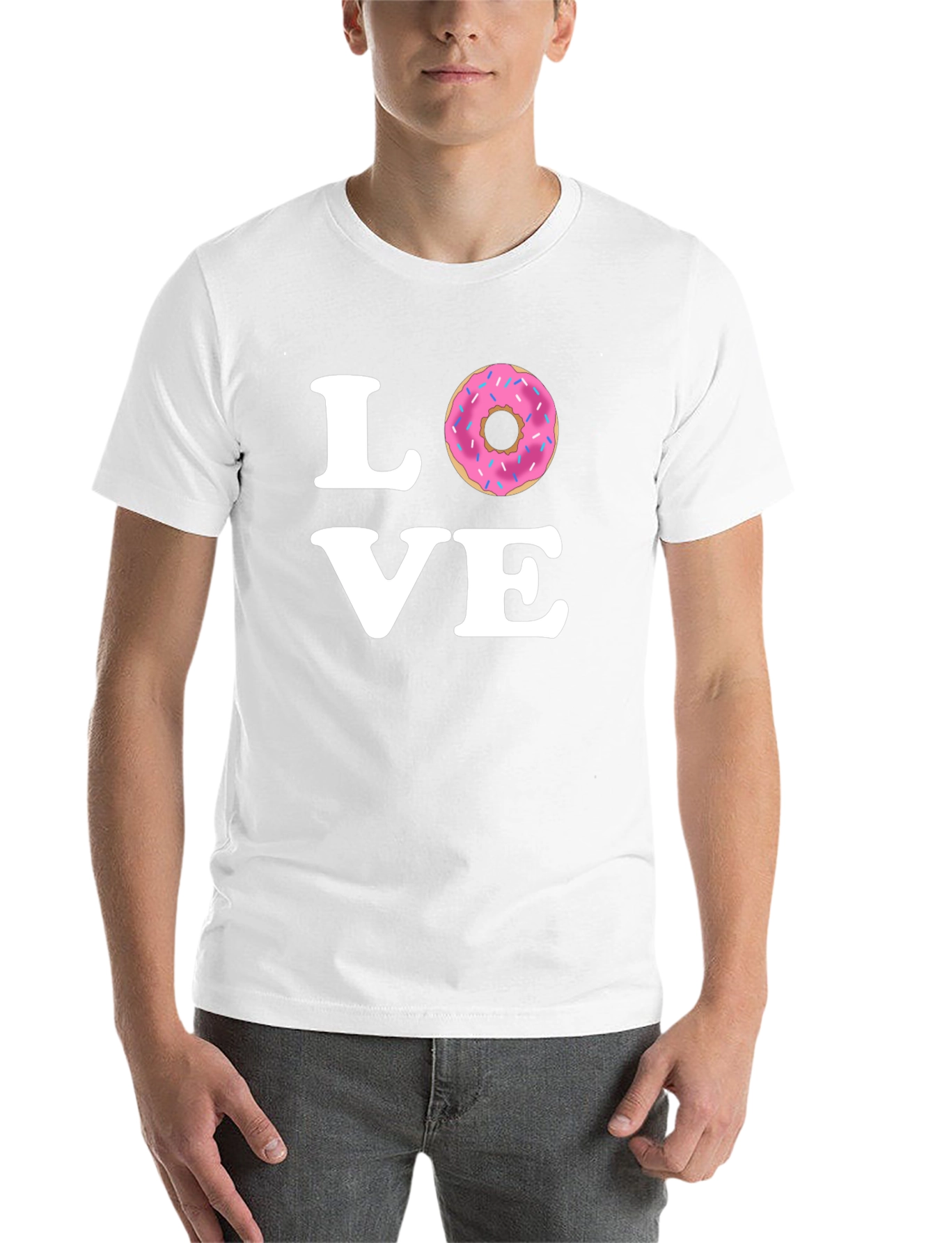 Black Love Donut Graphic Tee - Black Cotton T-Shirt view 14