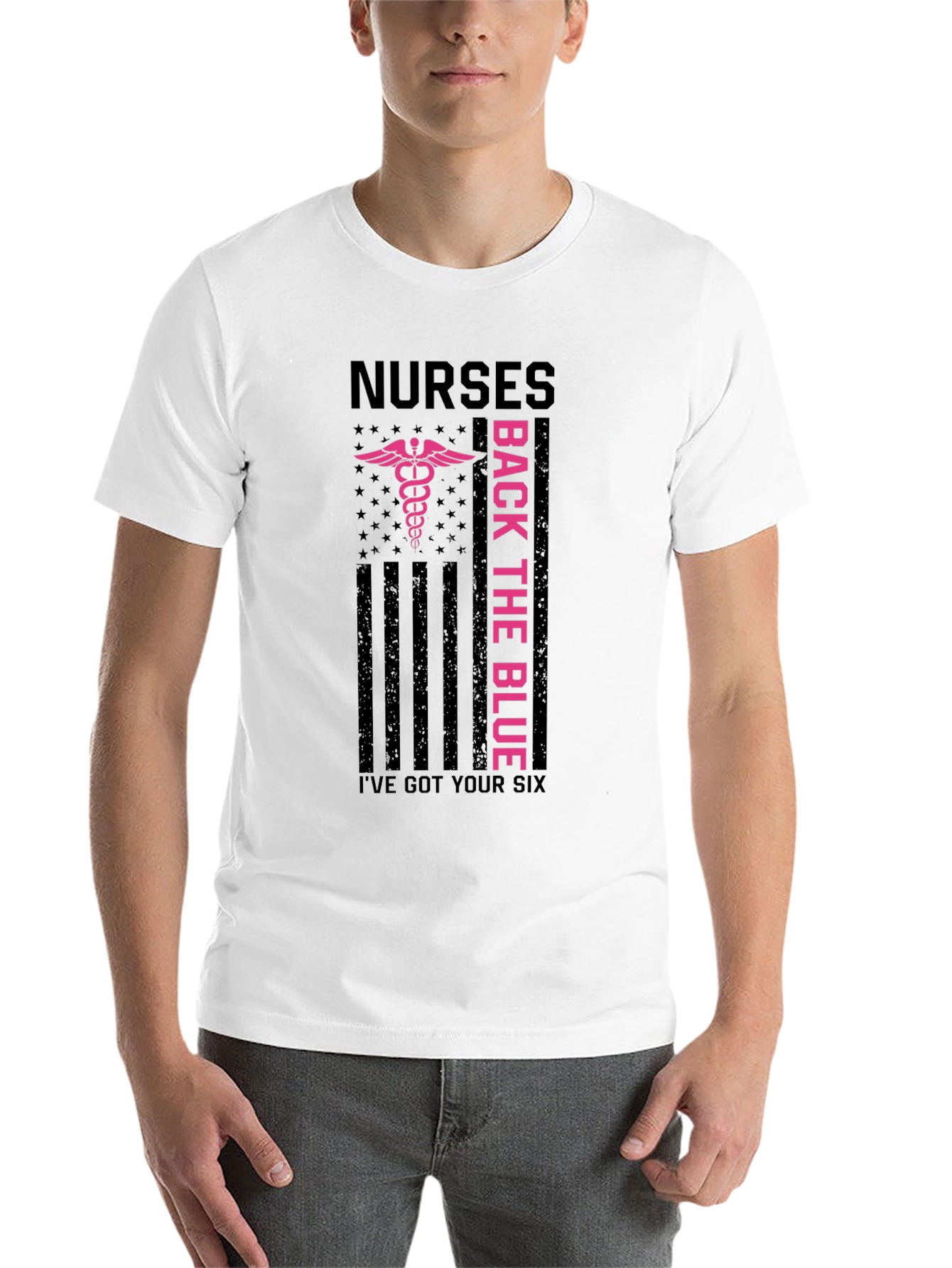 Black Nurses Back the Blue Graphic T-Shirt view 14