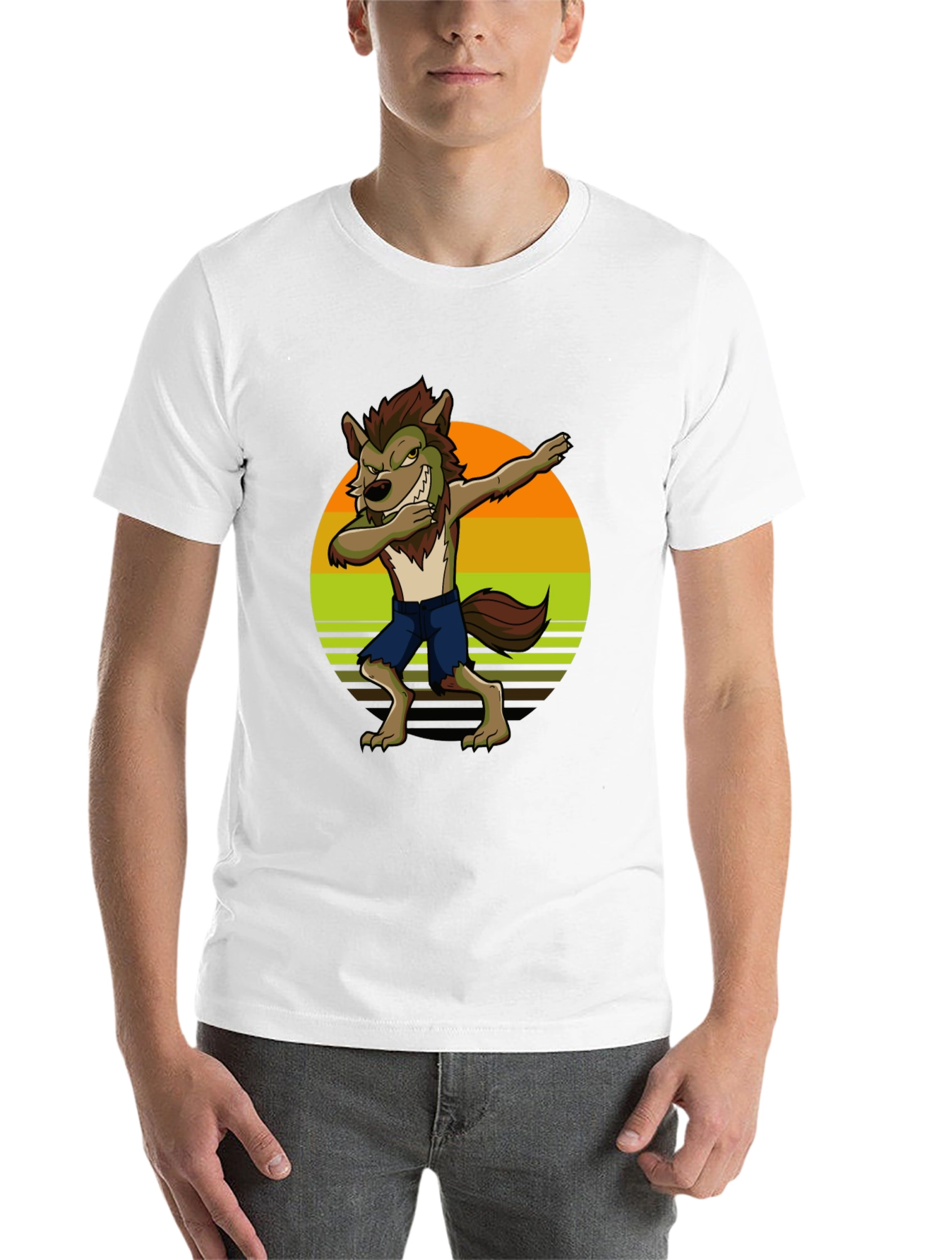 Black Dabbing Werewolf Graphic T-Shirt view 14