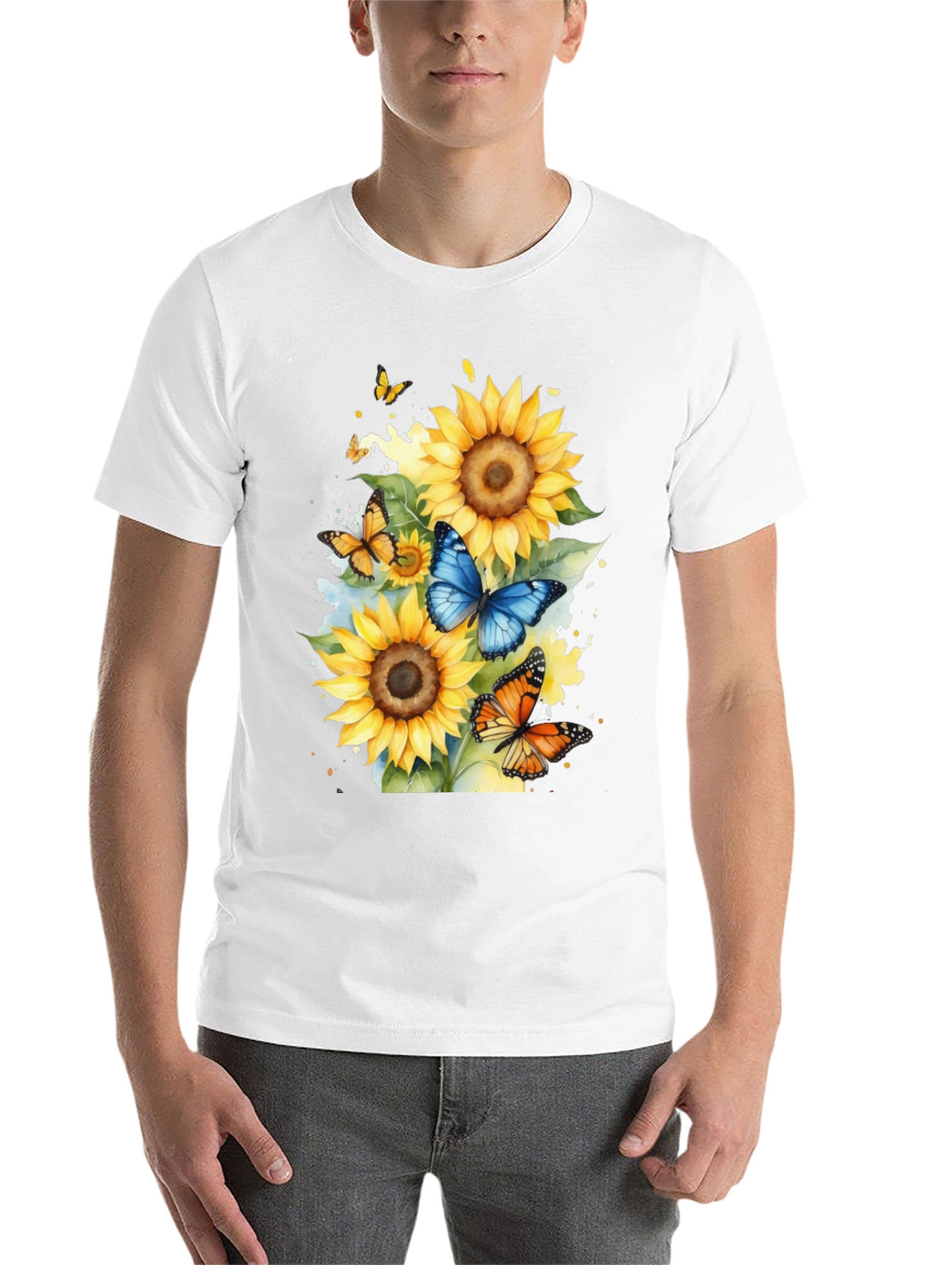 Black Sunflower Butterfly Graphic Tee view 14