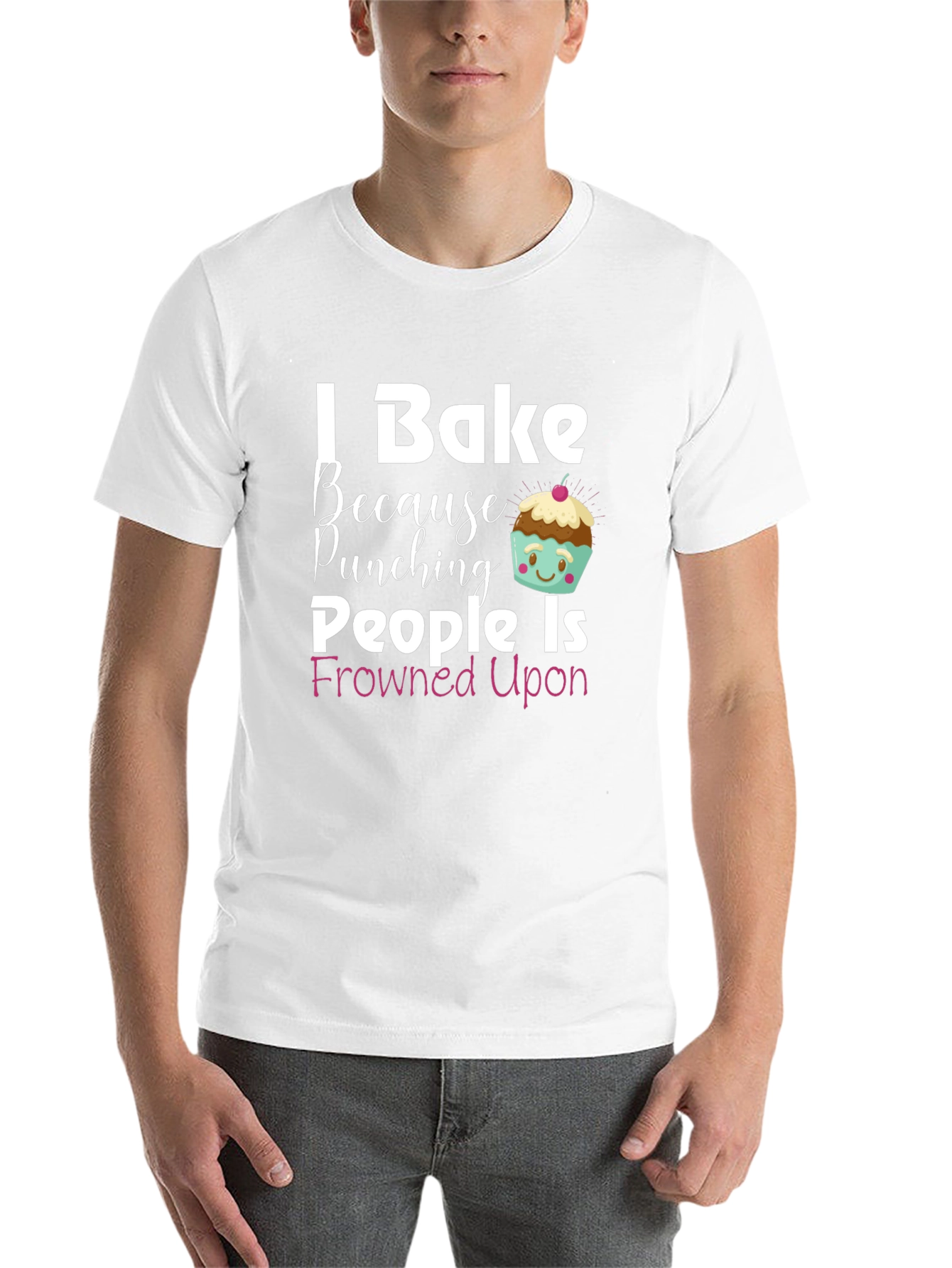 Black I Bake Because Punching People Is Frowned Upon T-Shirt view 14