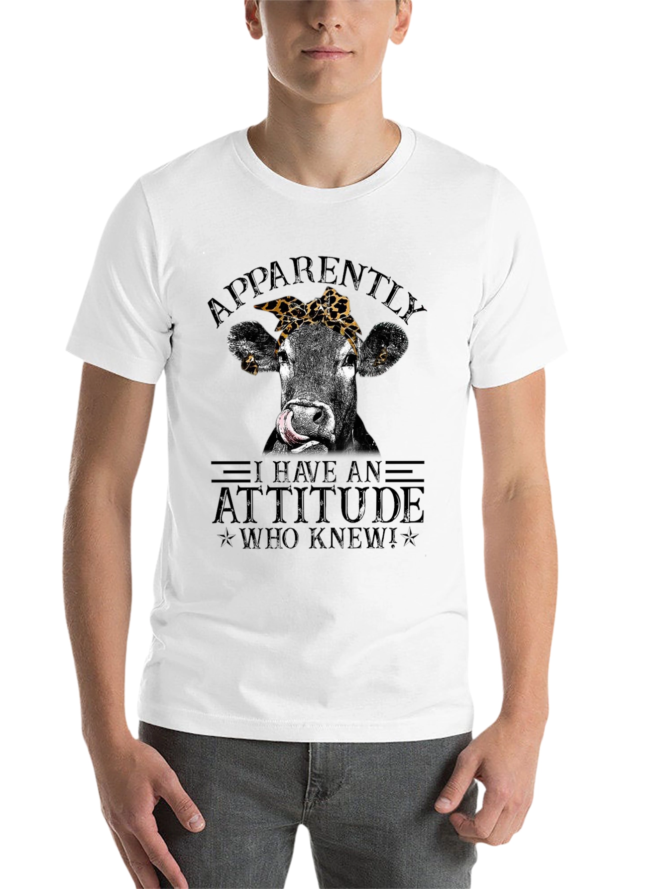 Black Funny Cow Attitude Graphic T-Shirt view 14