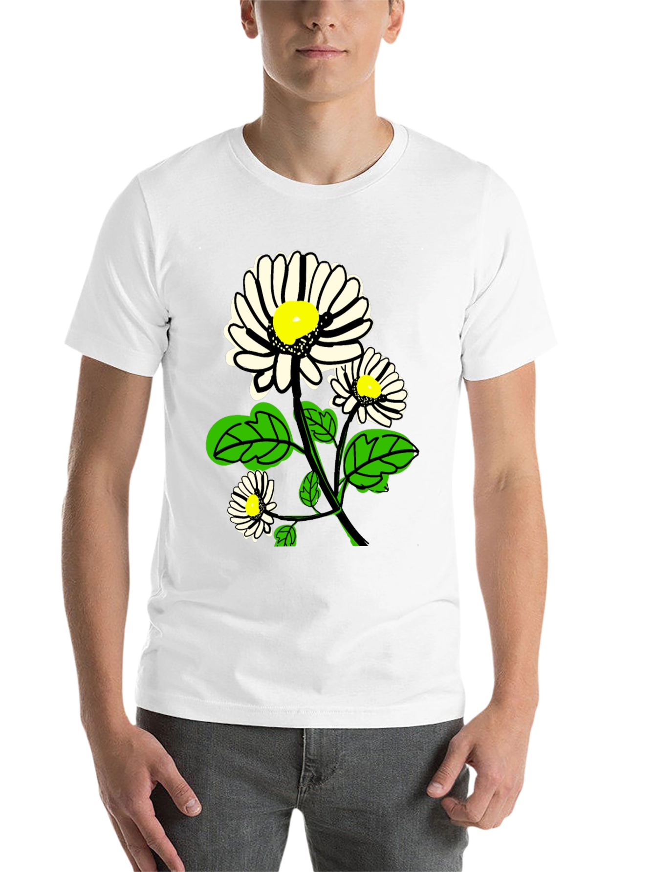 Black Daisy Graphic Print Black T-Shirt view 14