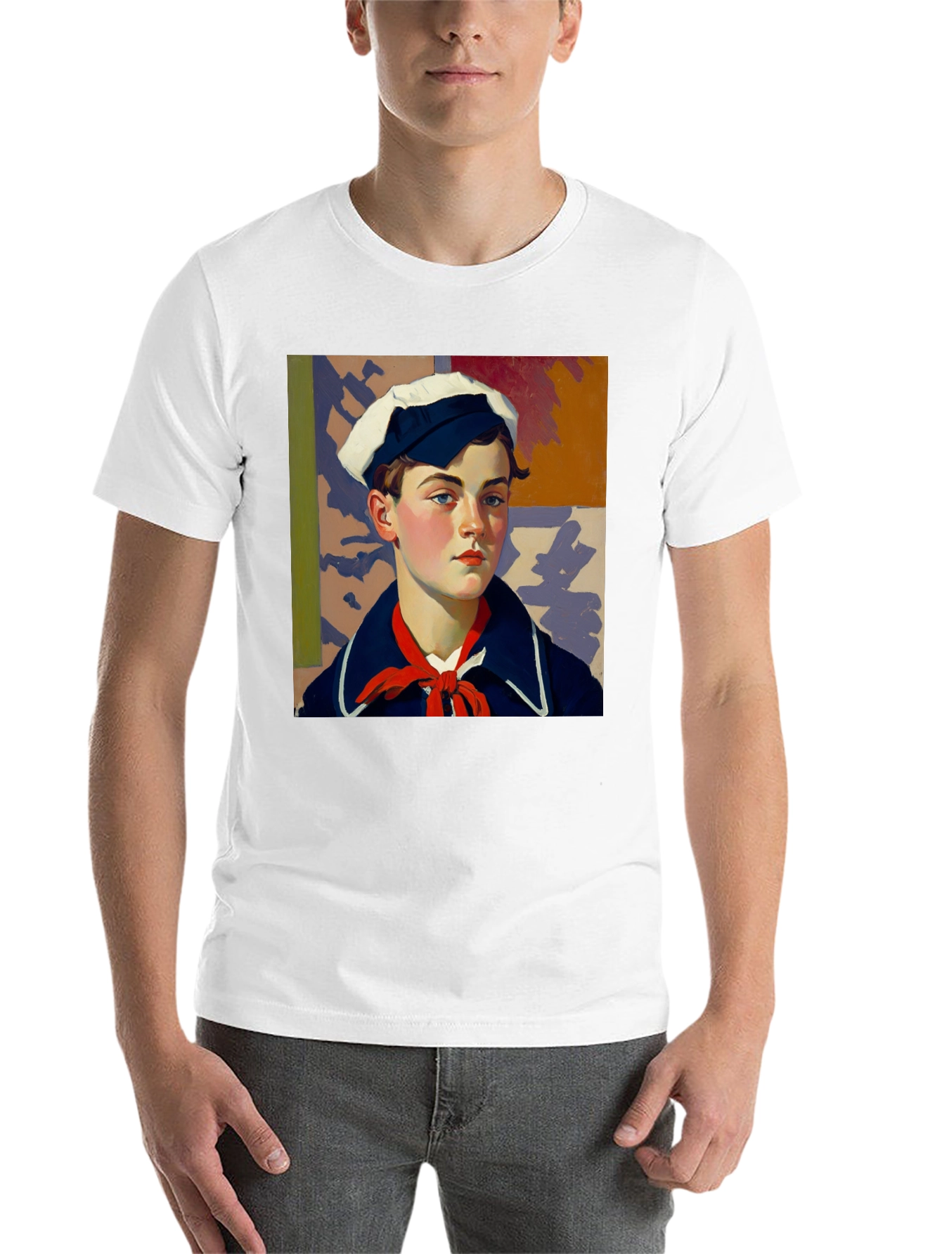 Black Vintage Sailor Portrait Black T-Shirt view 14