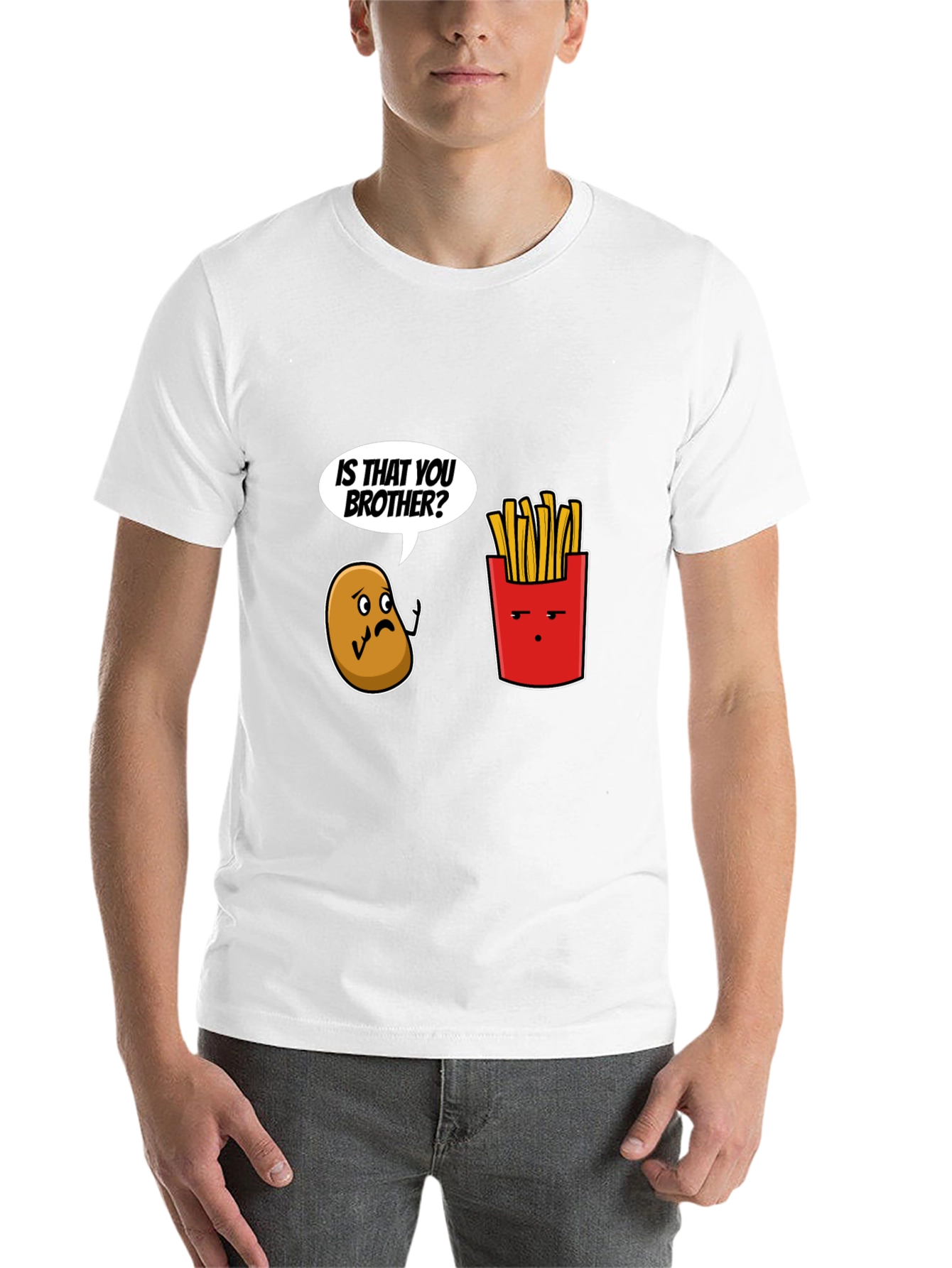 Black Funny Is That You Brother Potato & Fries Graphic Tee view 14