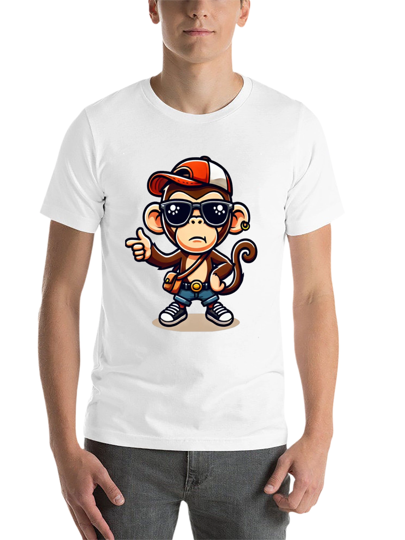 Black Cool Monkey Cartoon Graphic T-Shirt view 14