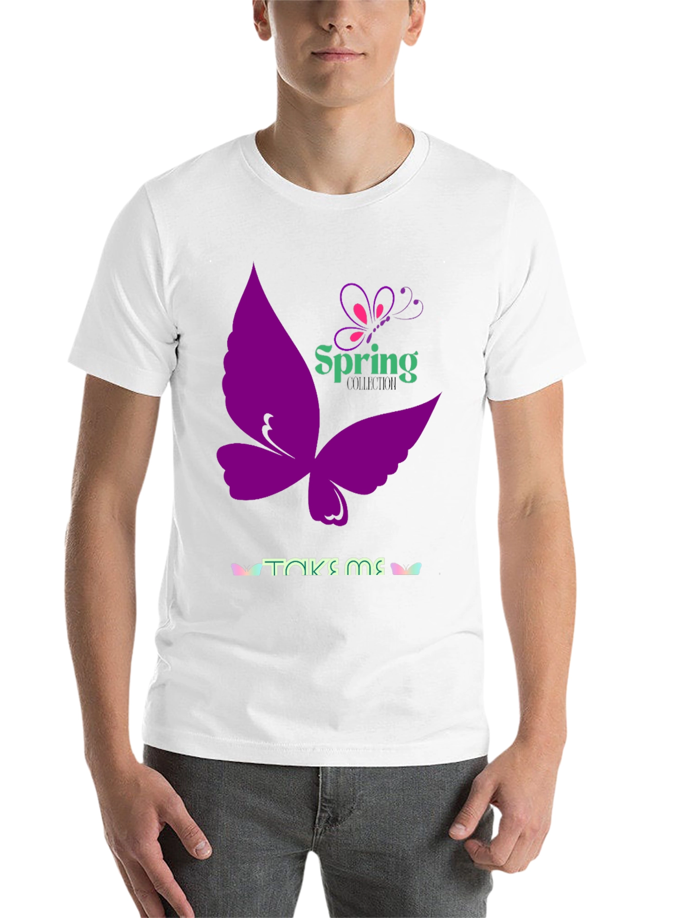 Black Spring Butterfly Black T-Shirt view 14