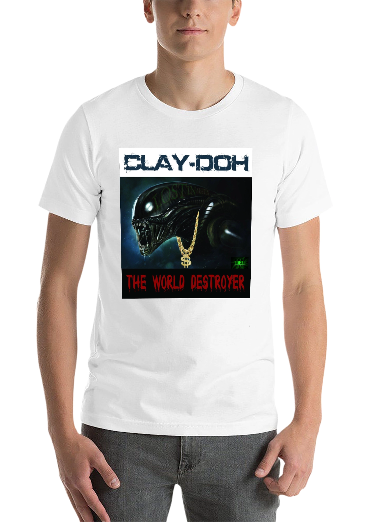 Black Clay-Doh The World Destroyer Graphic T-Shirt view 14