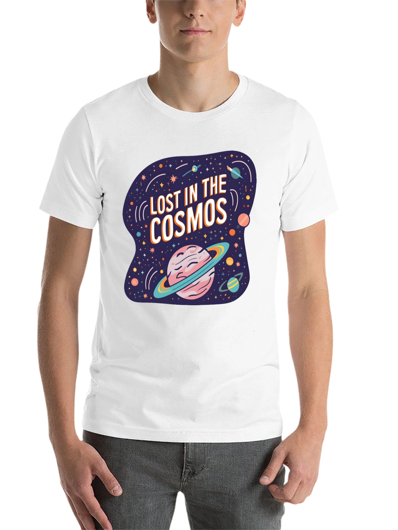 Black Lost in the Cosmos Graphic Tee - Black Cotton T-Shirt view 14