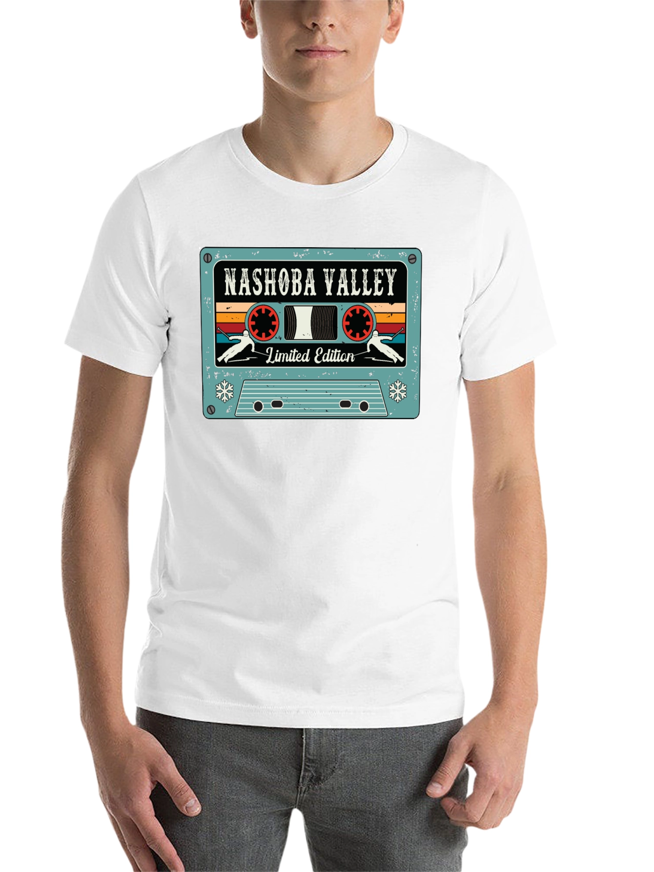 Black Nashoba Valley Ski Cassette Tape Black T-Shirt view 14