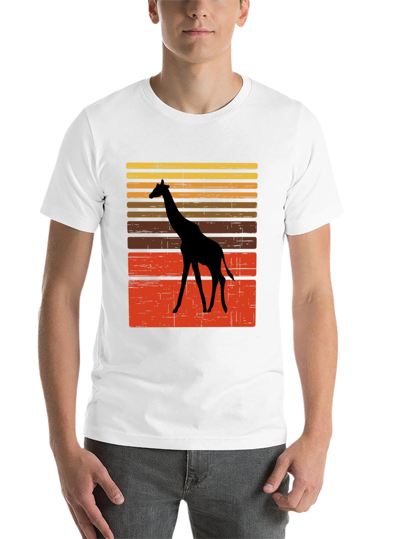 Black Retro Giraffe Sunset Graphic Tee view 14