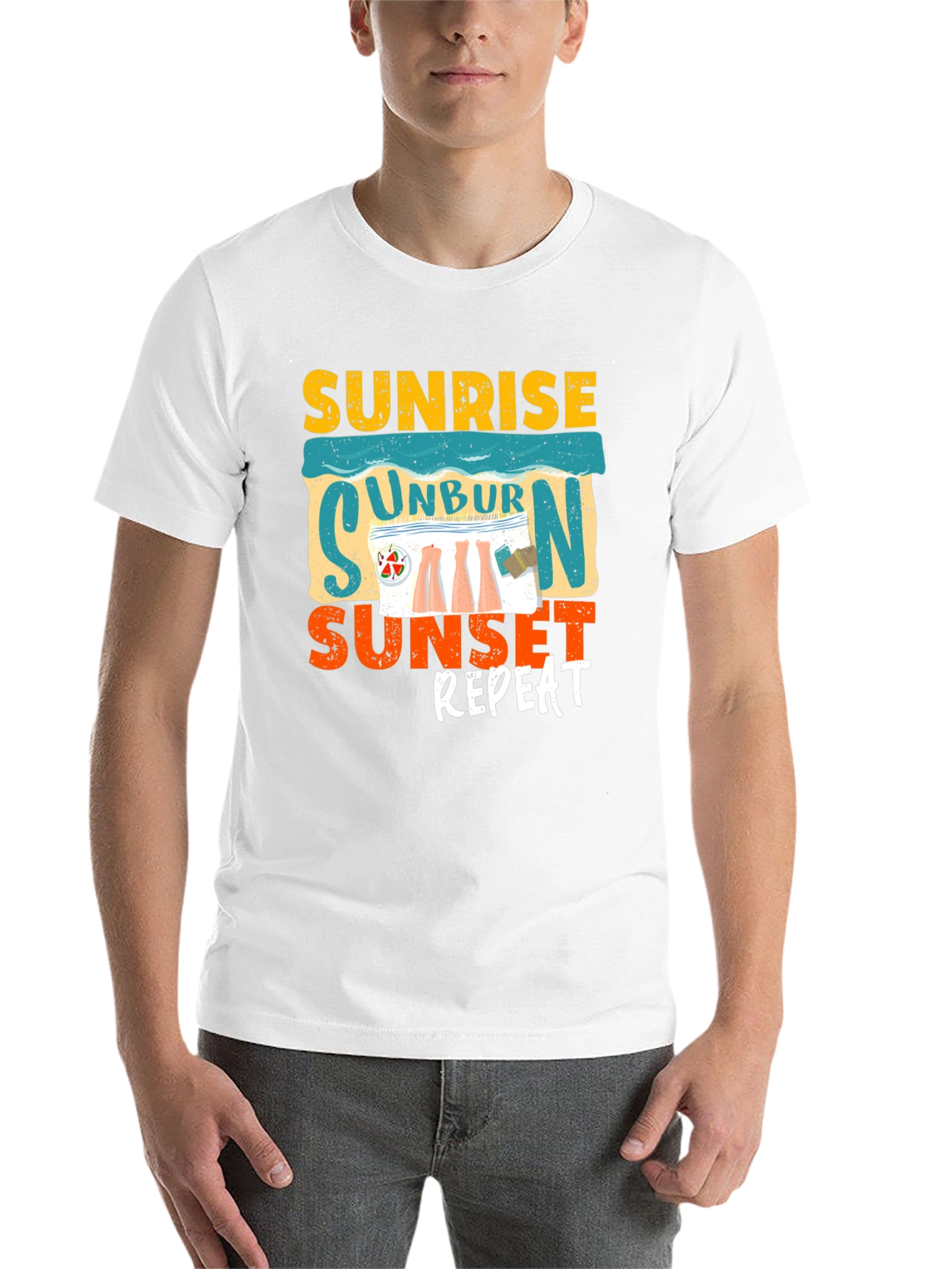 Black Sunrise Unburn Sunset Repeat Graphic Tee view 14
