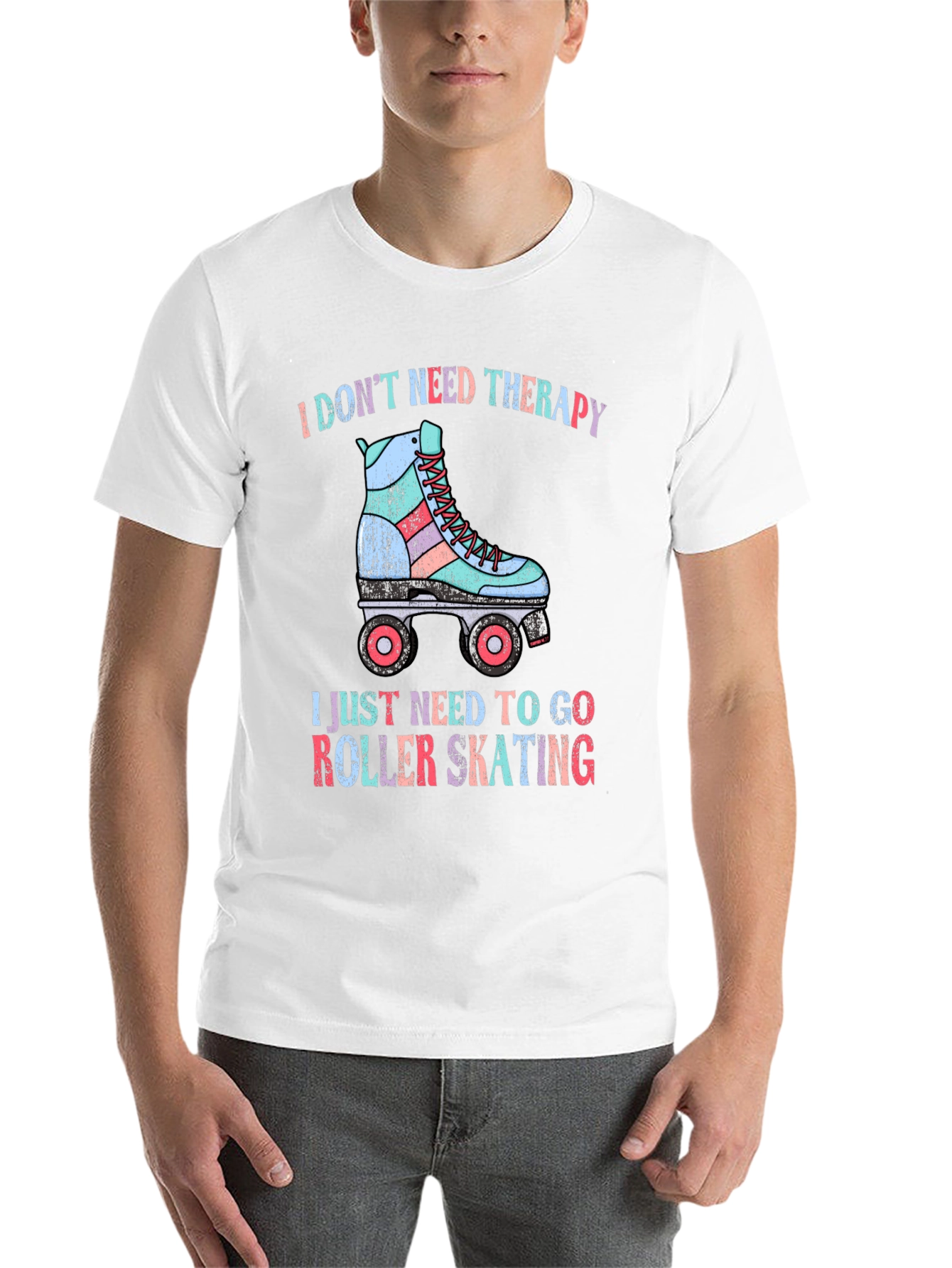 Black I Don't Need Therapy Roller Skating T-Shirt view 14