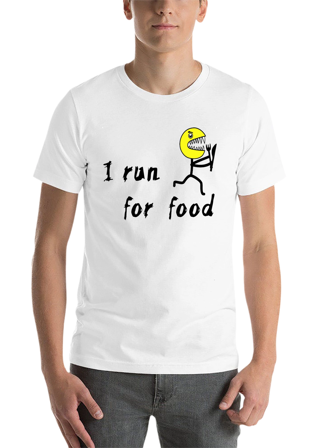 Black I Run For Food Black T-Shirt view 14