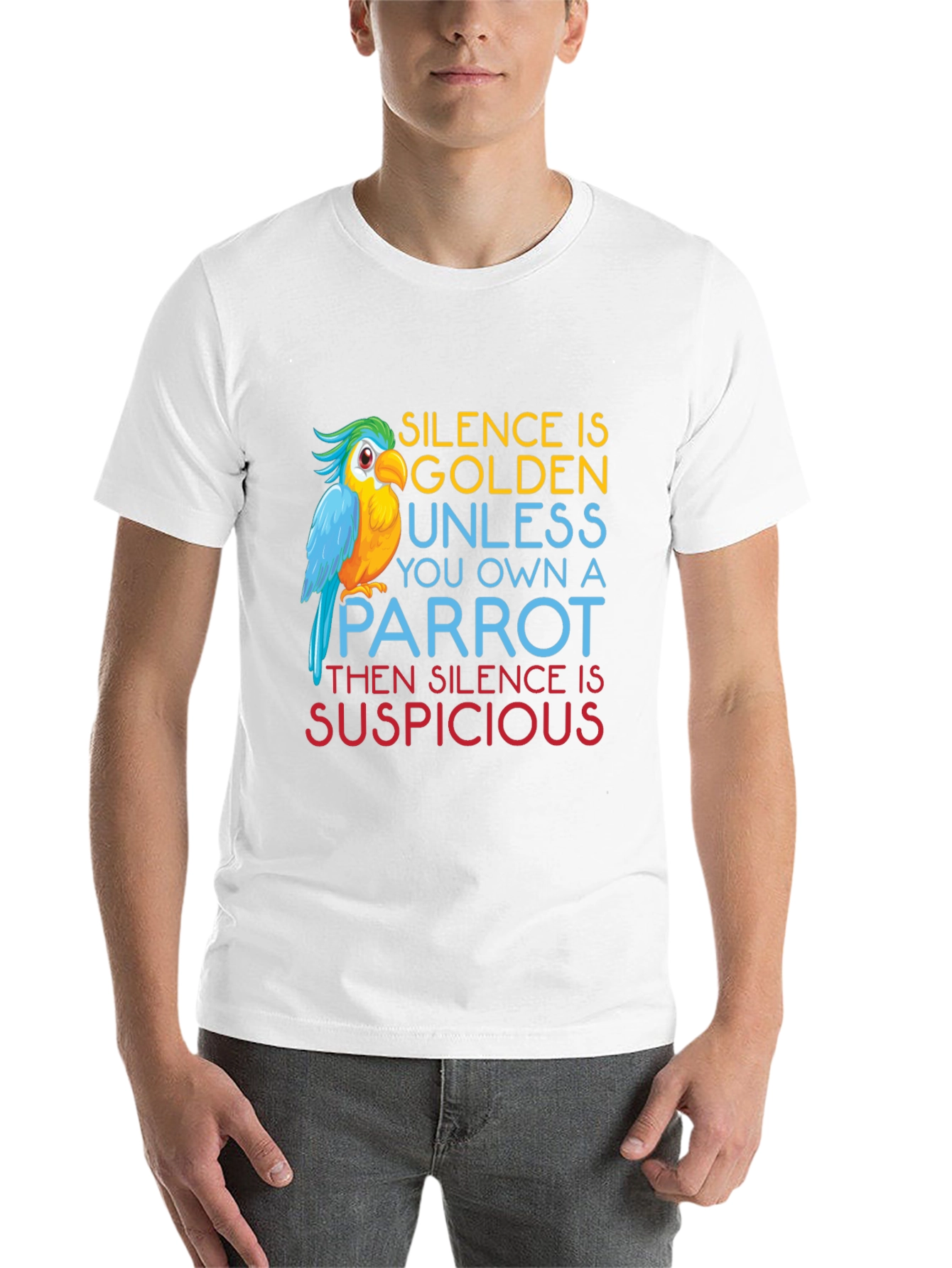 Black Parrot Owner T-Shirt - Silence is Suspicious Tee view 14