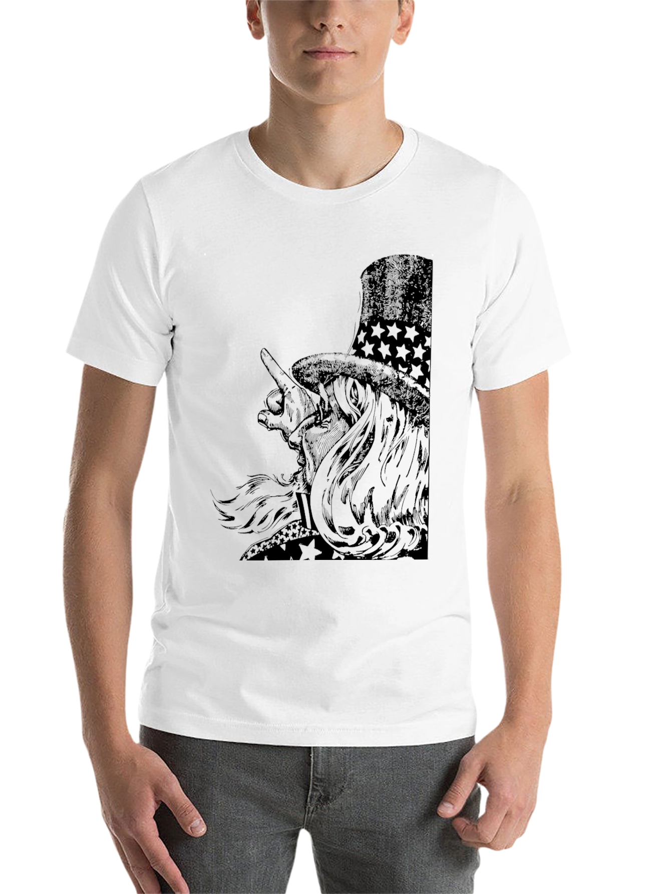 Black Black Graphic T-Shirt with Patriotic Character view 14