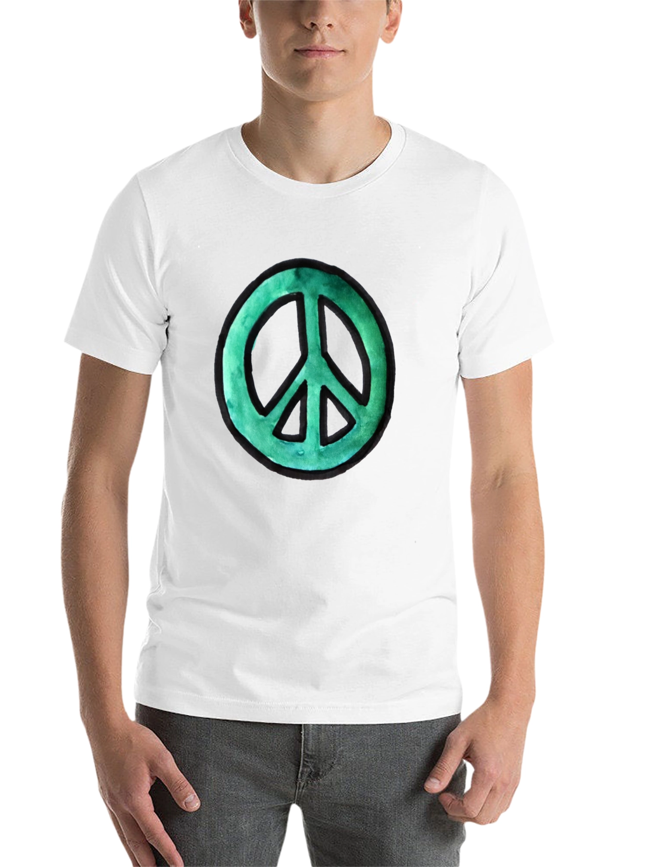 Black Peace Sign Graphic Tee - Black Cotton view 14